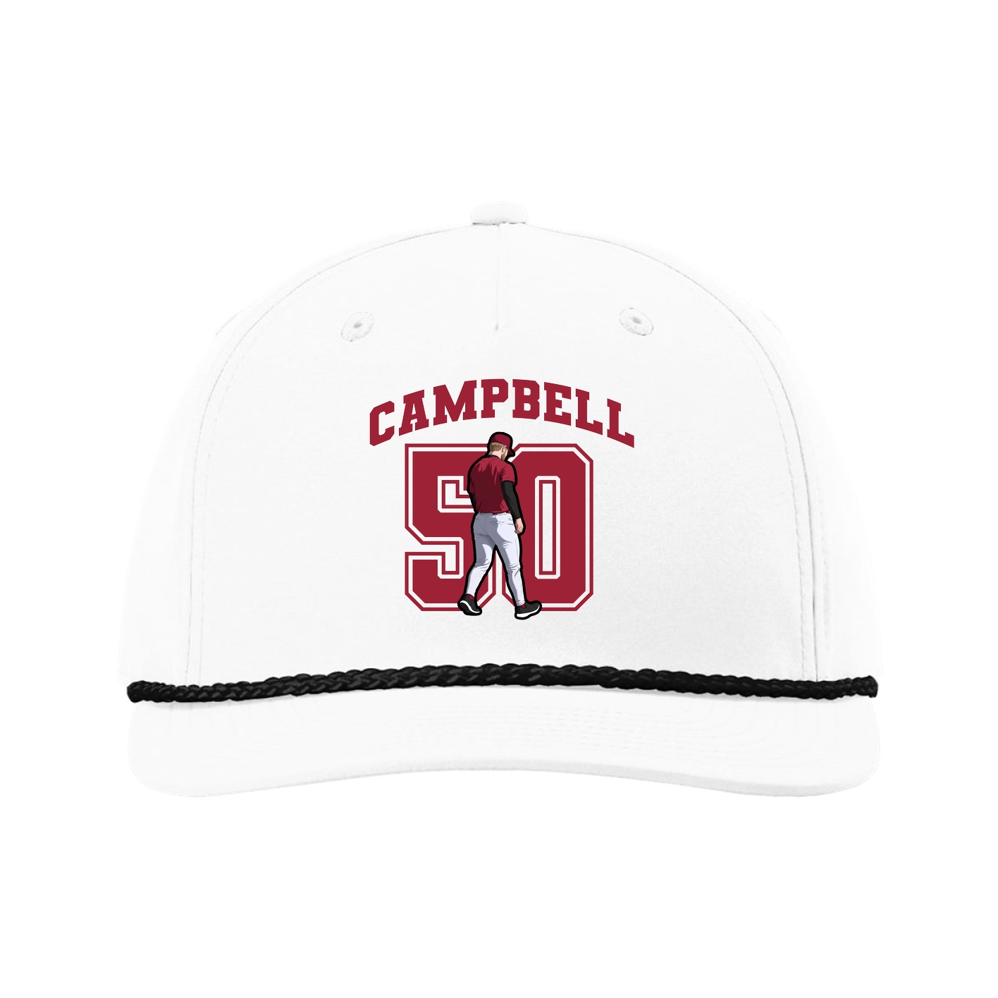 Five-Panel Classic Rope Cap — Number in White