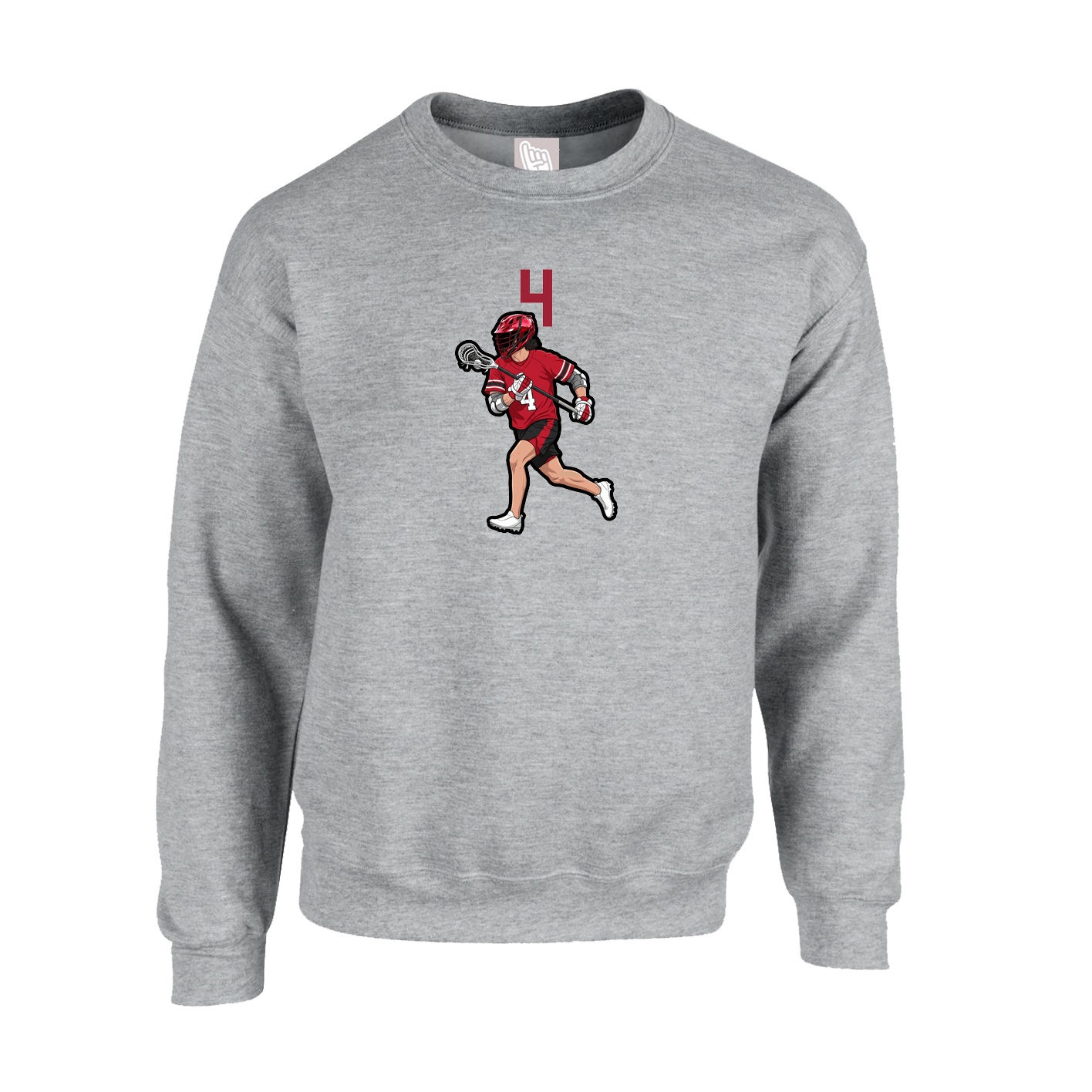 Fleece Crew — Number Top in Grey