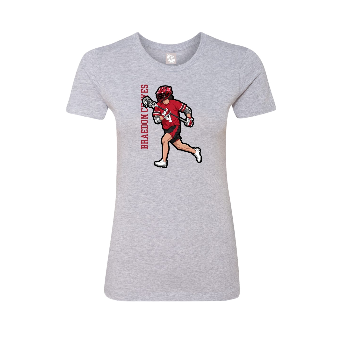 Fitted Women's Tee — Name Vertical in Grey