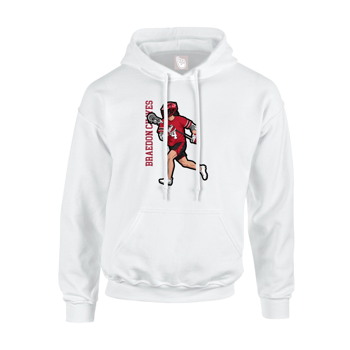 Youth Hoodie — Name Vertical in White