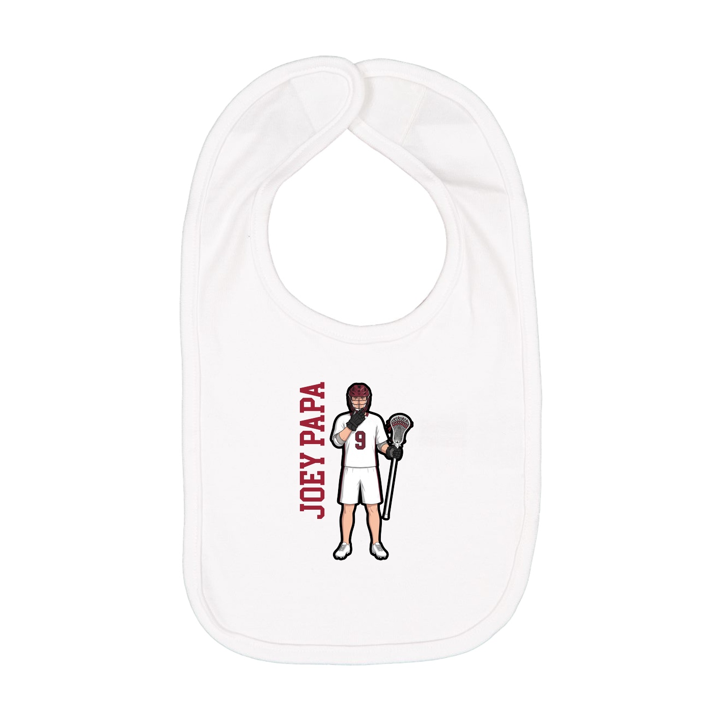 Infant Bib — Name Vertical in White