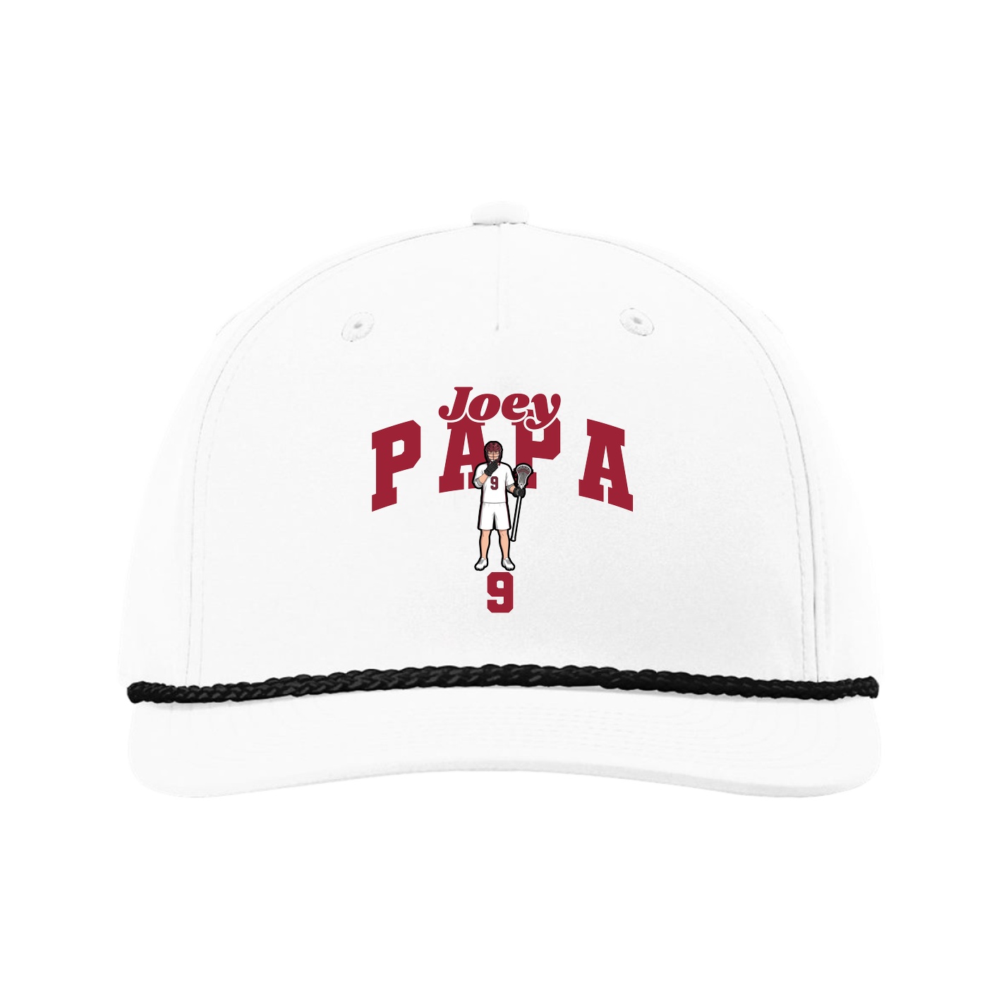 Five-Panel Classic Rope Cap — Signature Arch in White