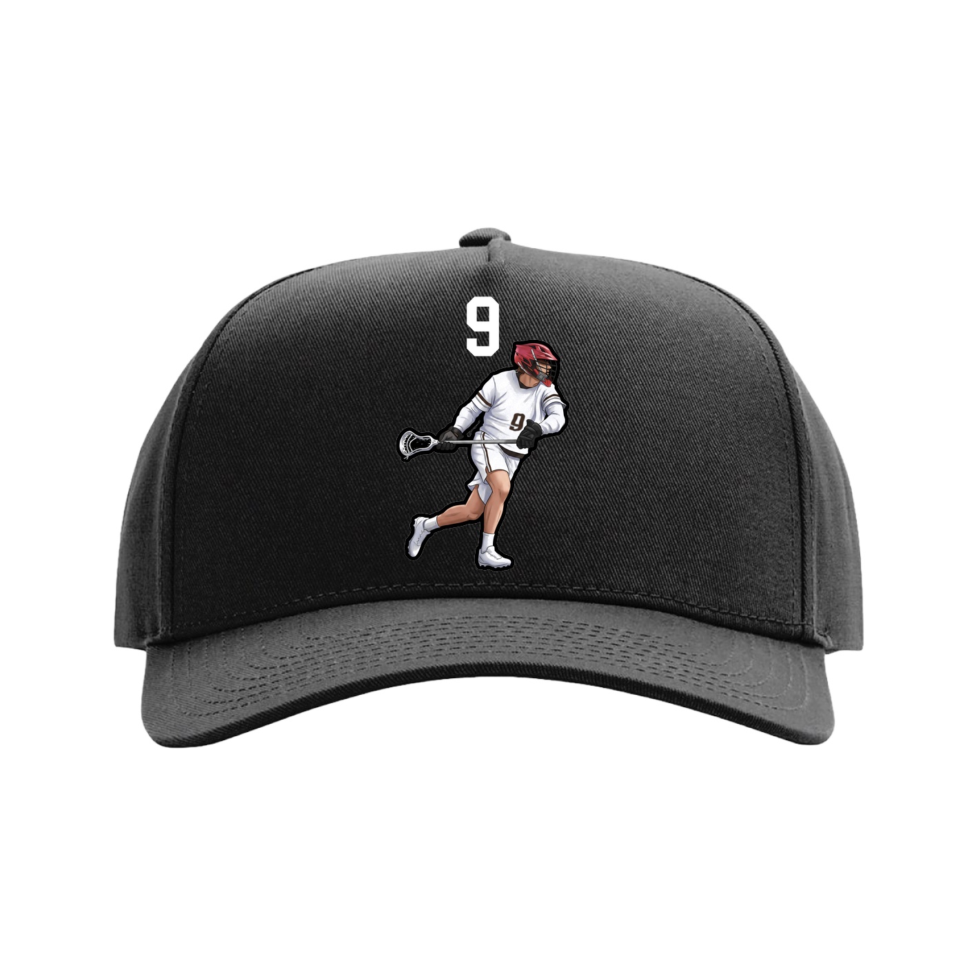 Full Fabric Five-Panel Champ Cap — Number Top in Black