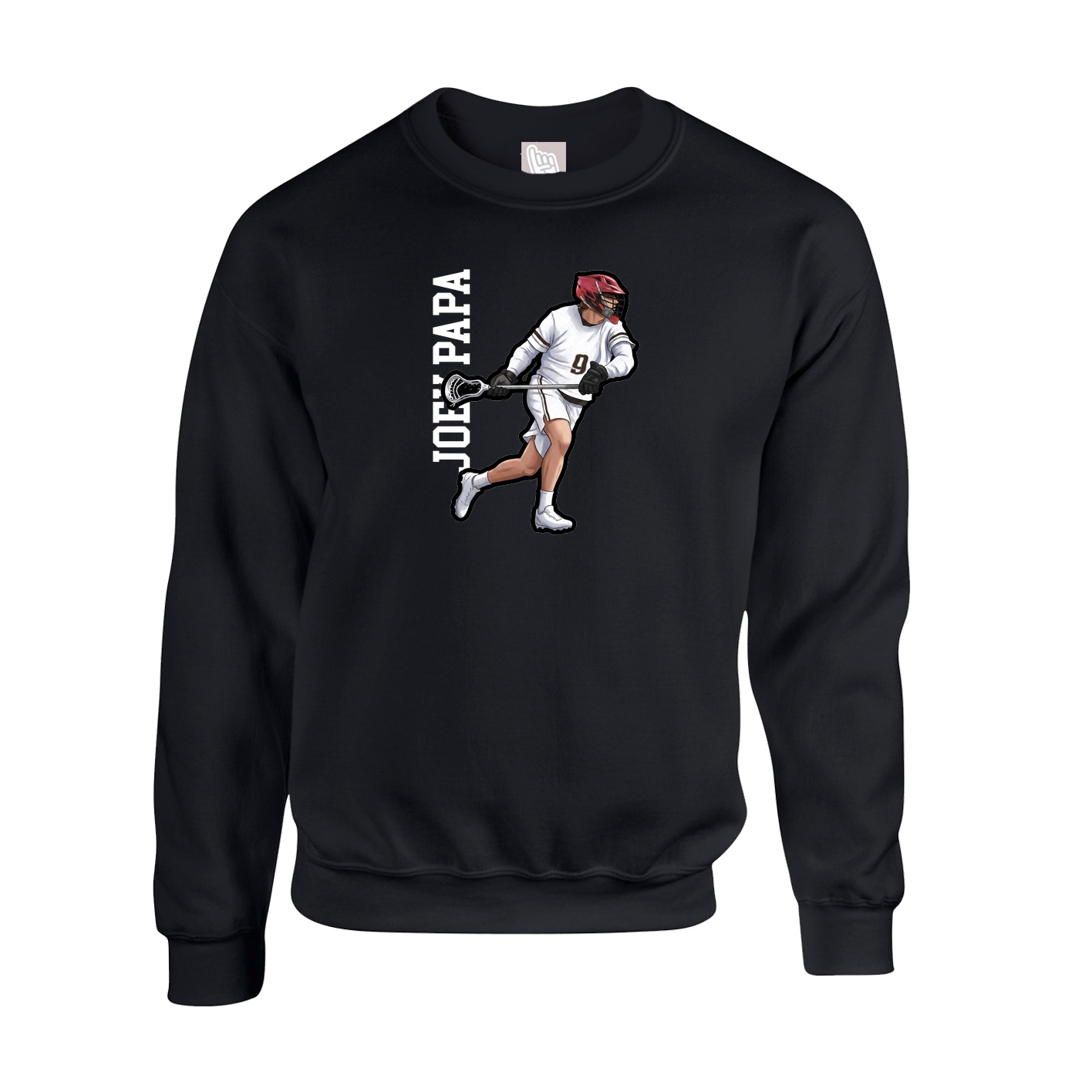 Fleece Crew — Name Vertical in Black