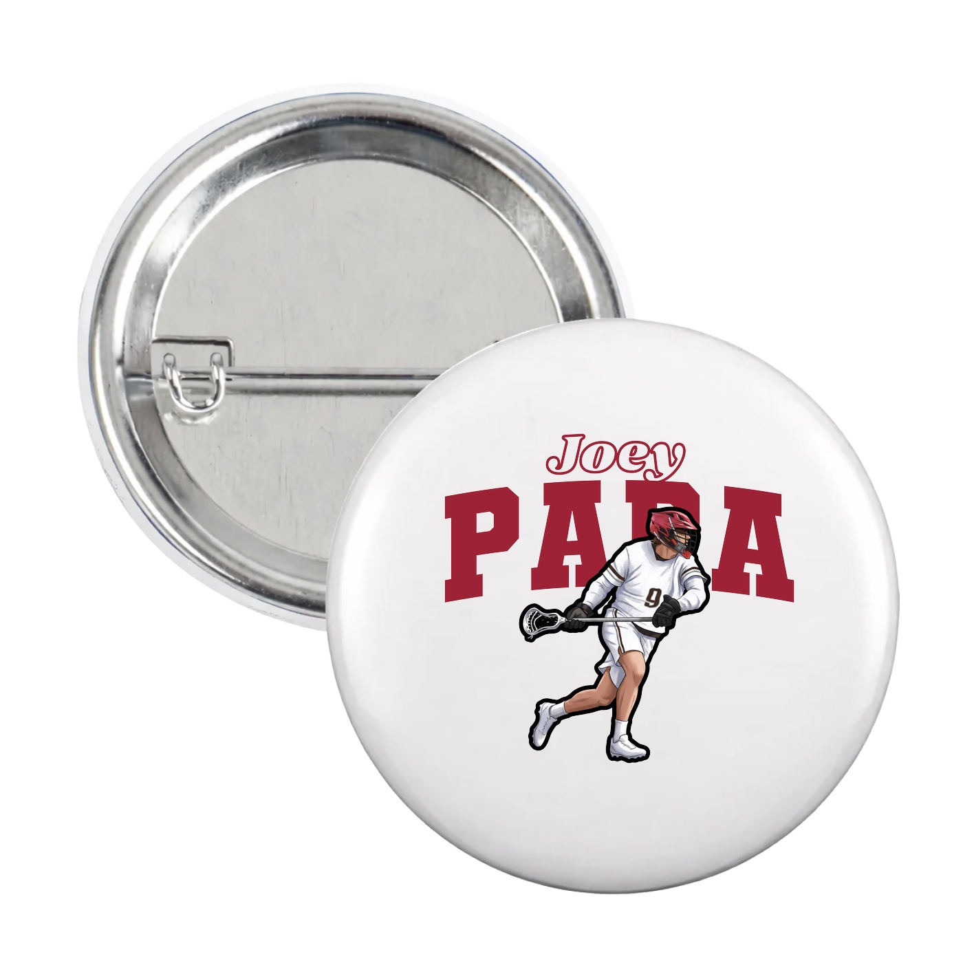 Game Day Button — Name Arch in White