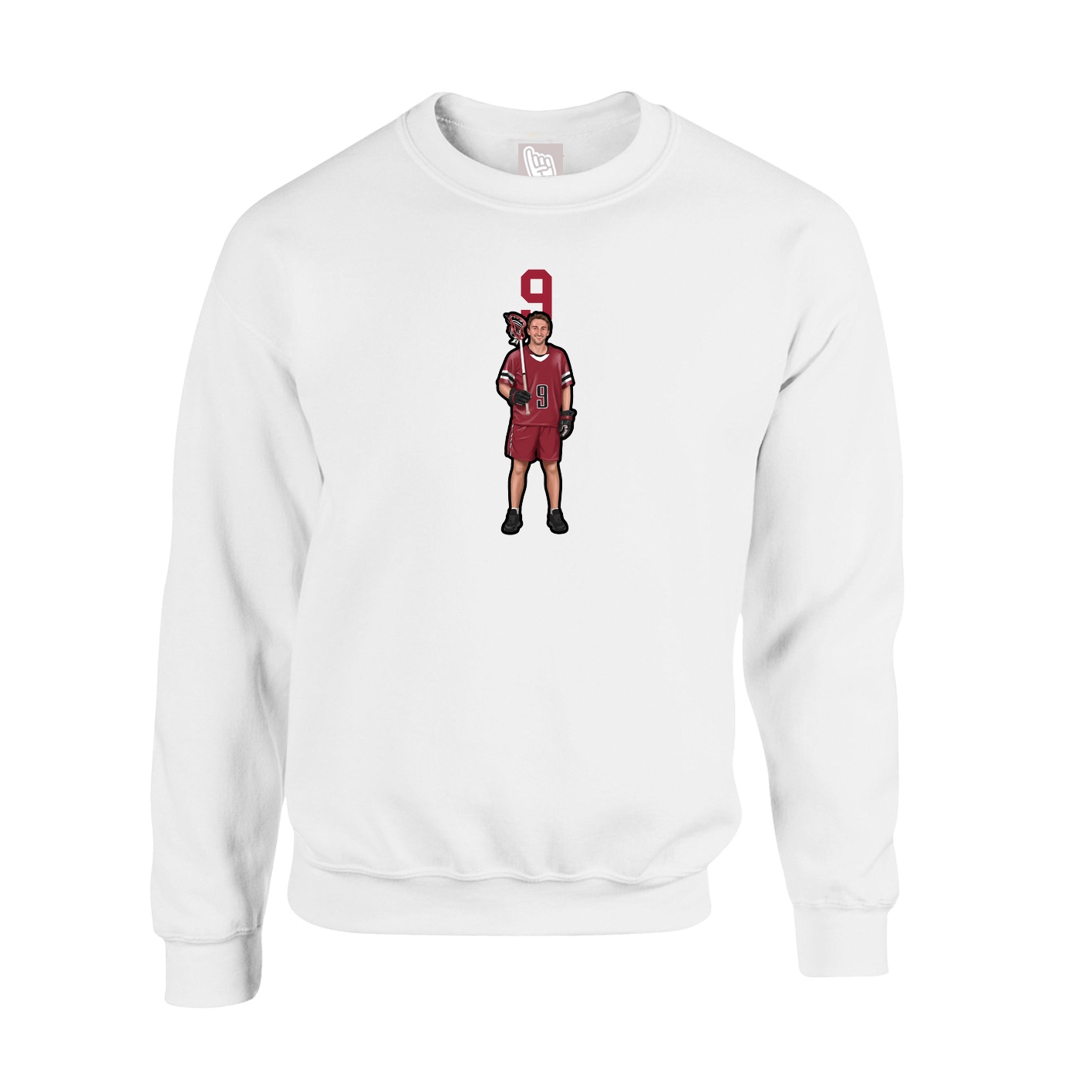 Fleece Crew — Number Top in White