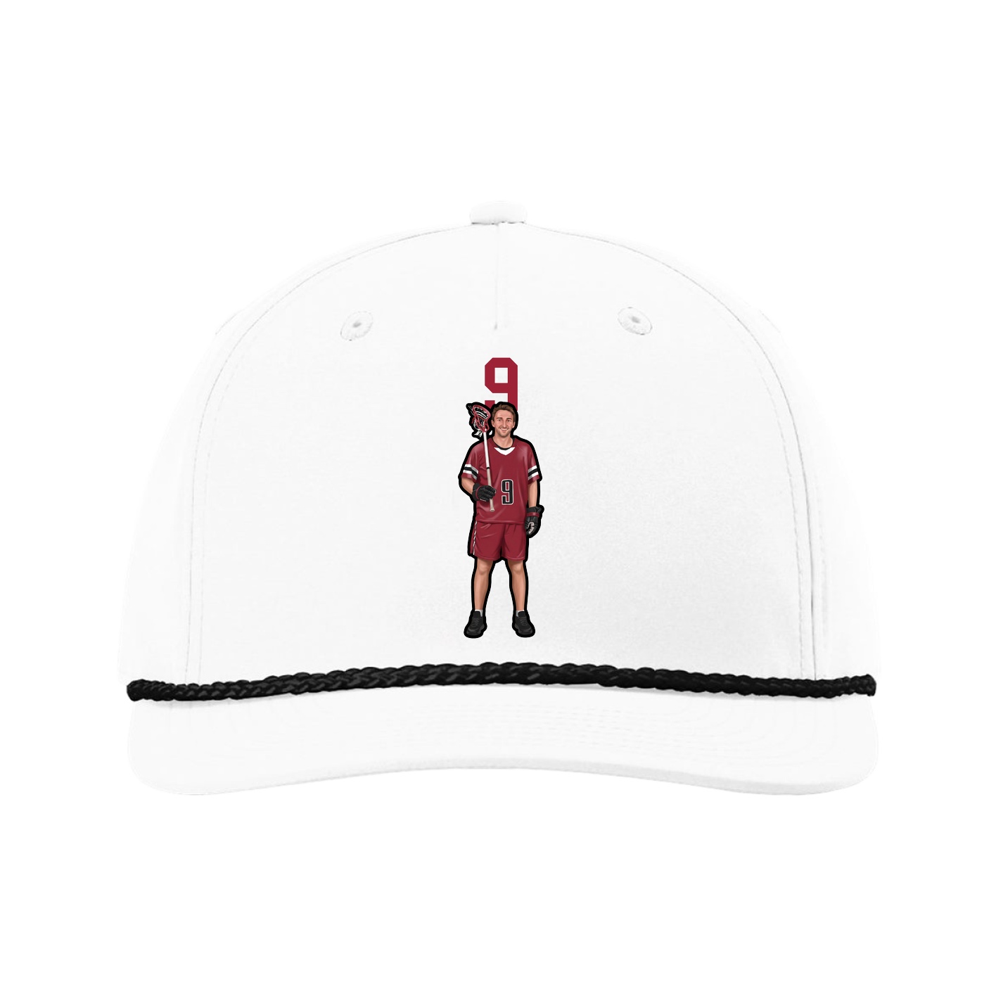 Five-Panel Classic Rope Cap — Number Top in White