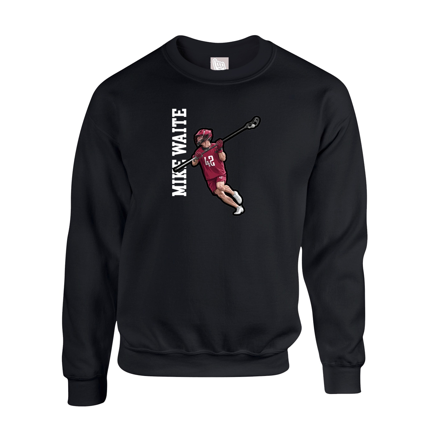 Fleece Crew — Name Vertical in Black