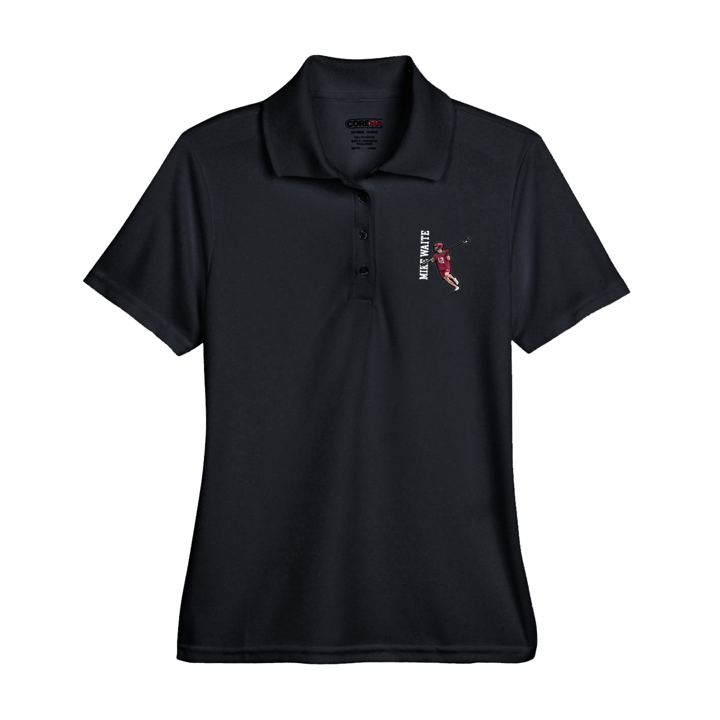 Womens Performance Polo — Name Vertical in Black