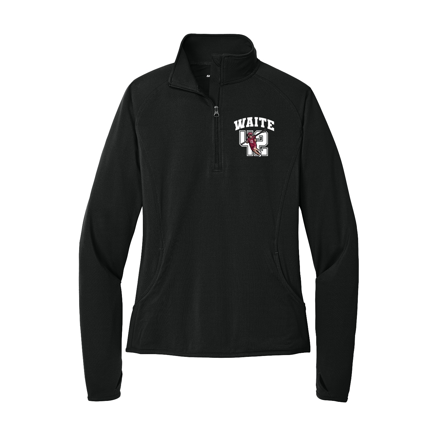 Women's Q-Zip Pullover — Number in Black
