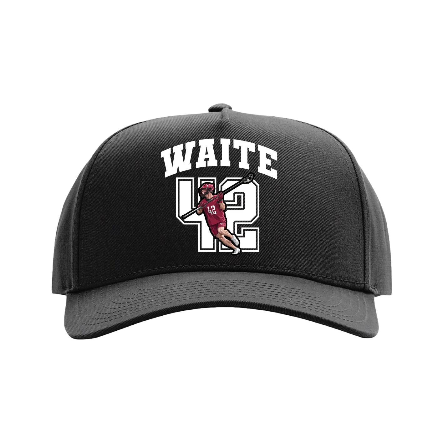 Full Fabric Five-Panel Champ Cap — Number in Black