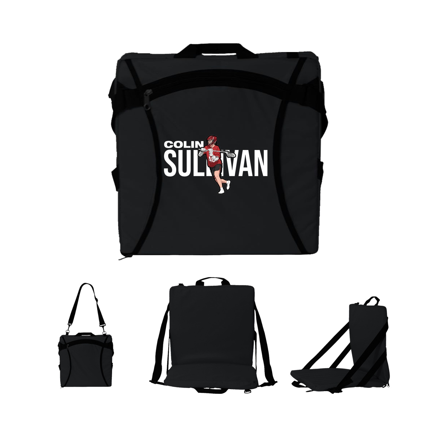 Folding Stadium Seat — Player Name in Black