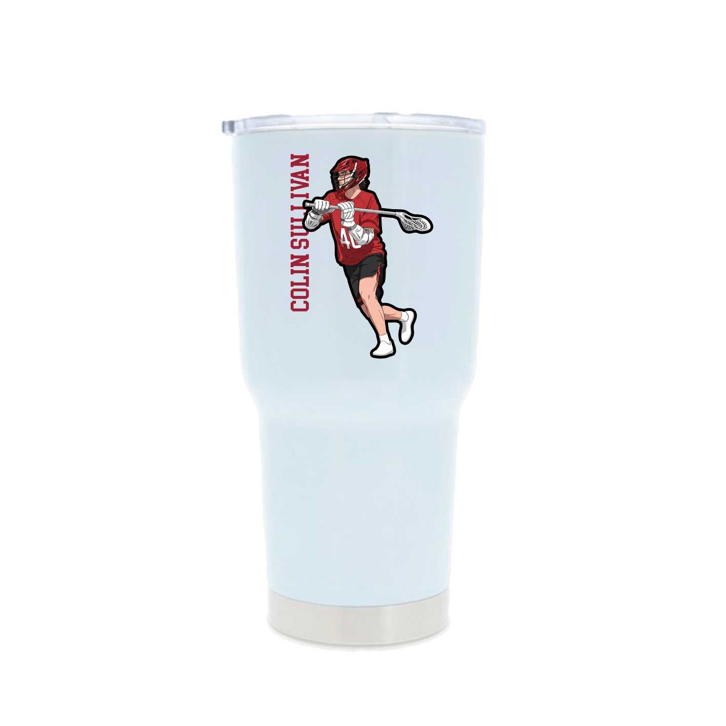 30oz Stainless Steel Tumbler — Name Vertical in White