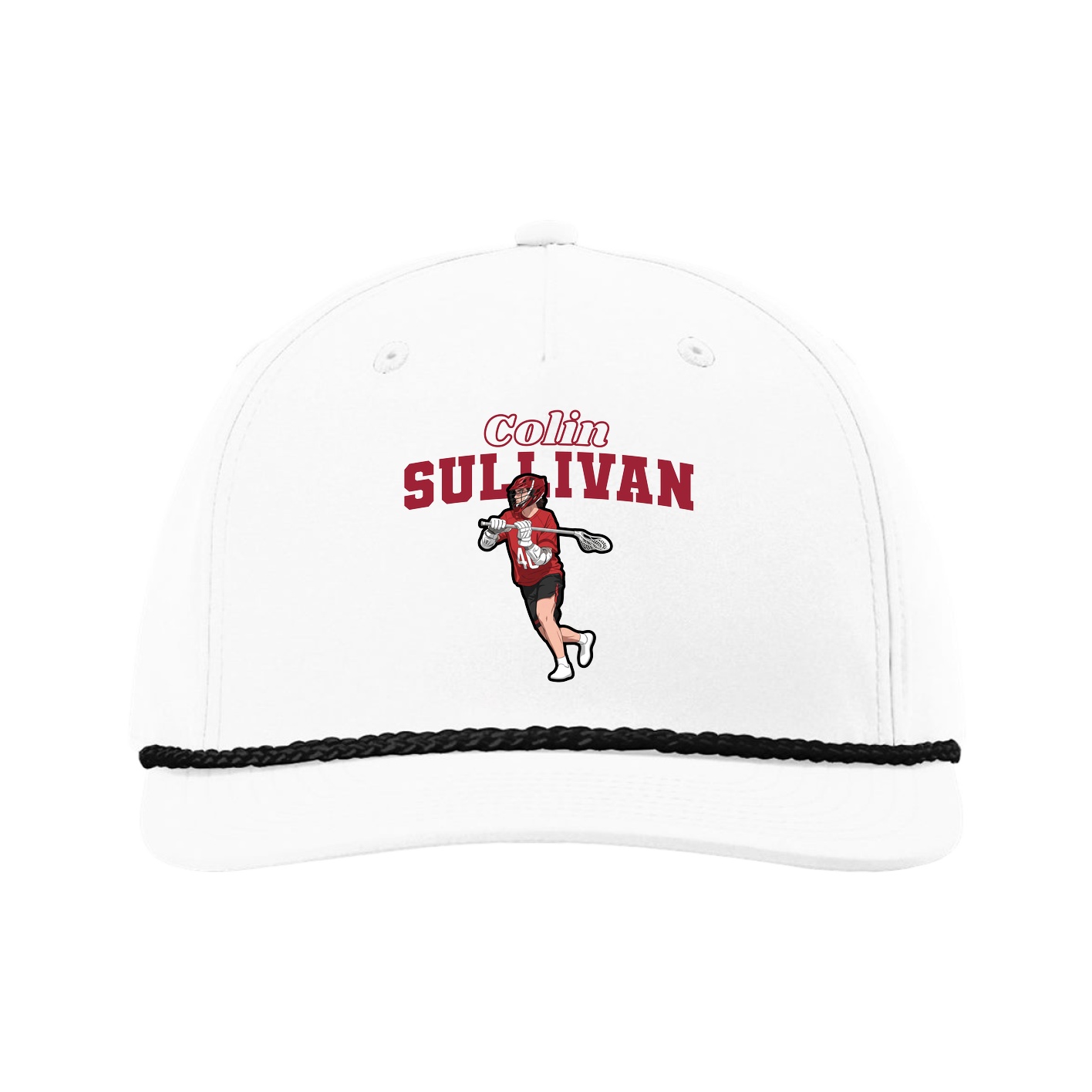 Five-Panel Classic Rope Cap — Name Arch in White
