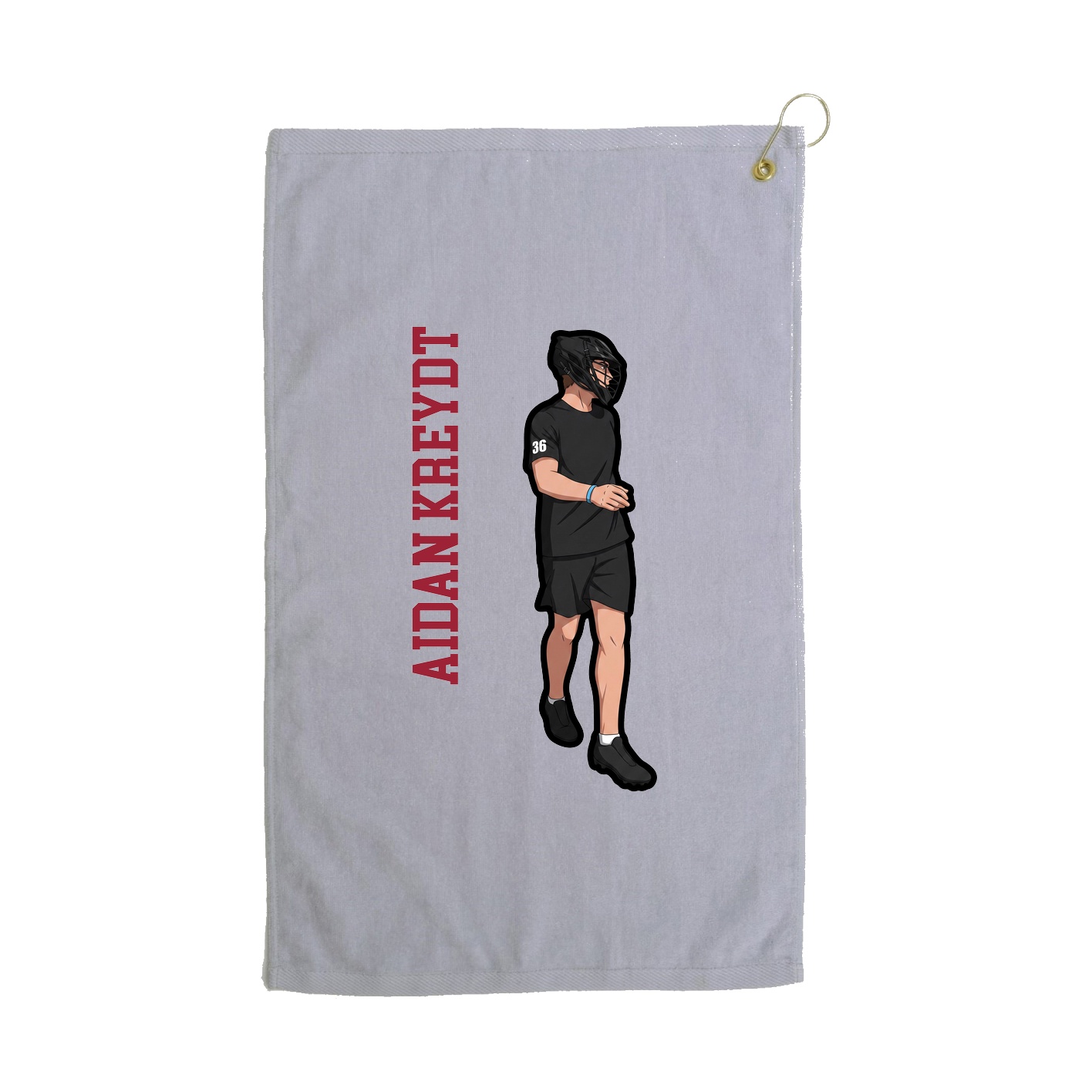 Golf Towel — Name Vertical in Grey