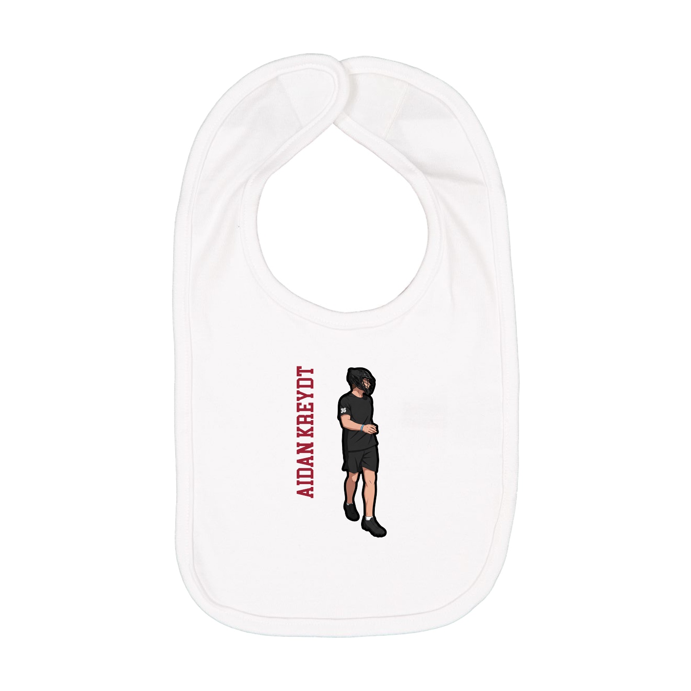 Infant Bib — Name Vertical in White