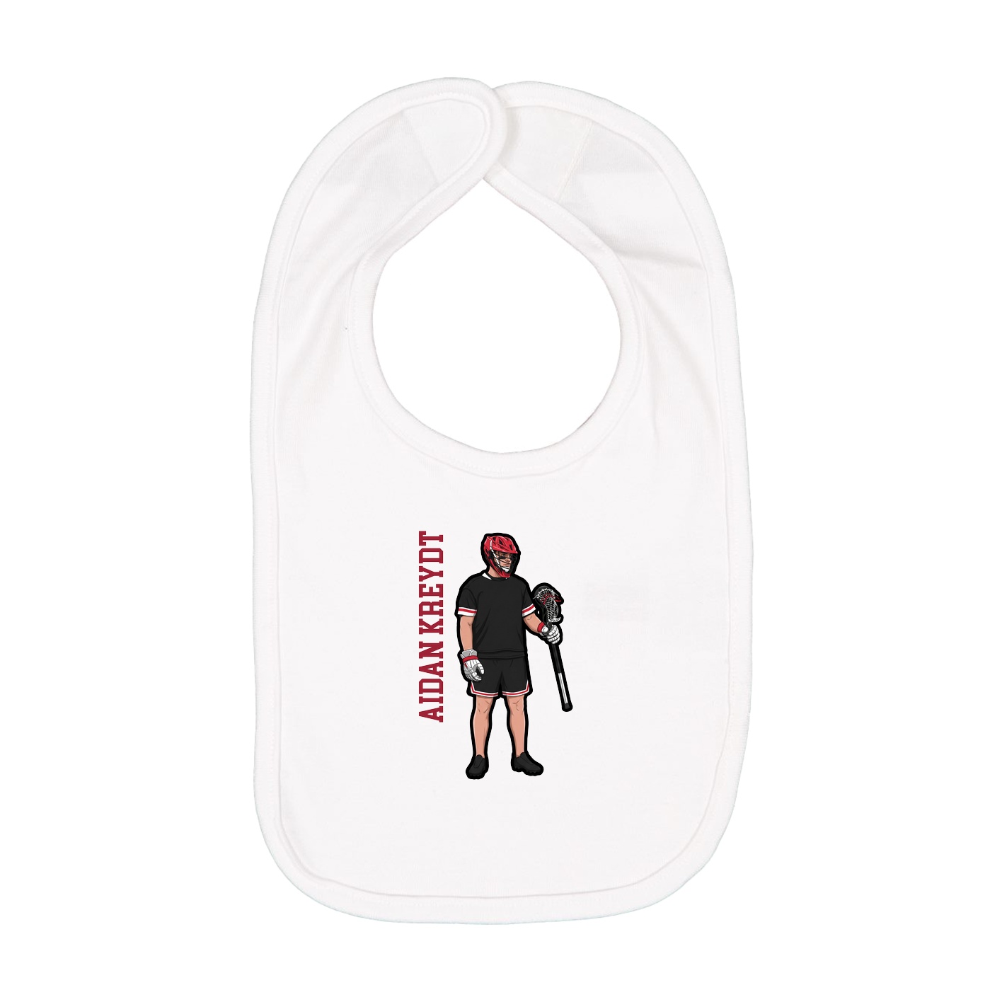 Infant Bib — Name Vertical in White