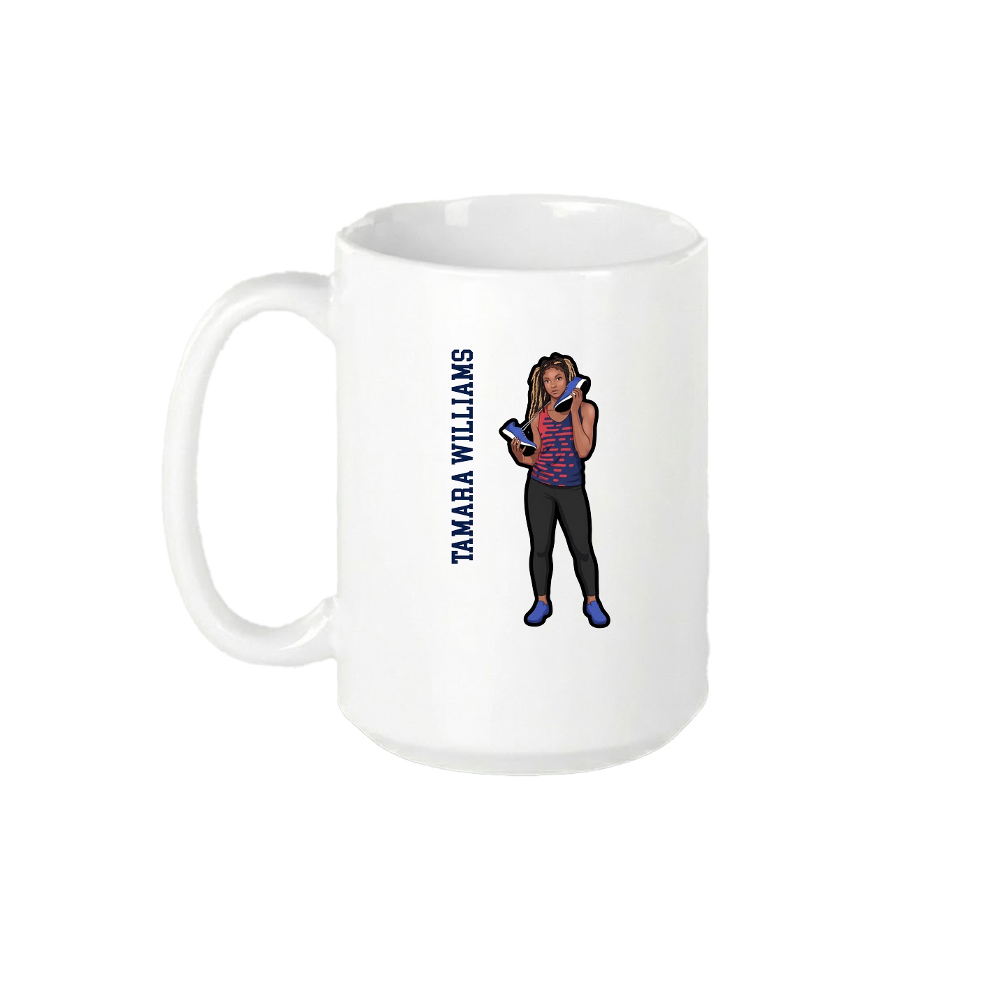 15oz Coffee Mug — Name Vertical in White
