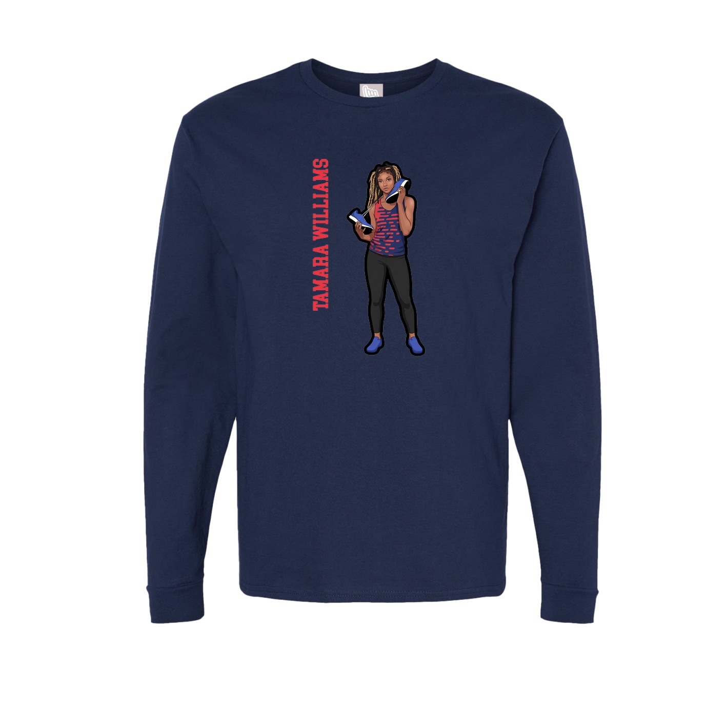 Long Sleeve Tee — Name Vertical in Navy