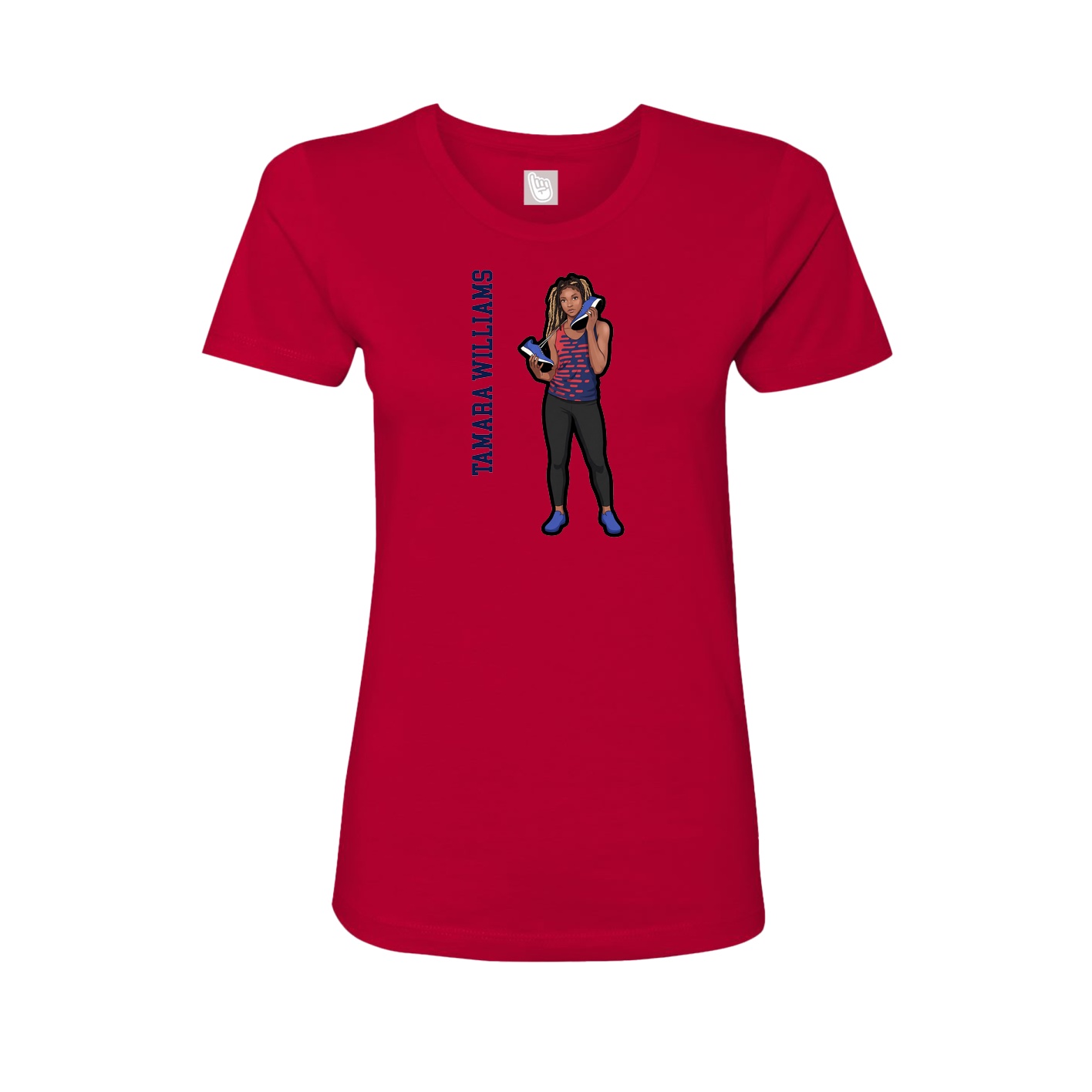 Womens Tee — Name Vertical in Red