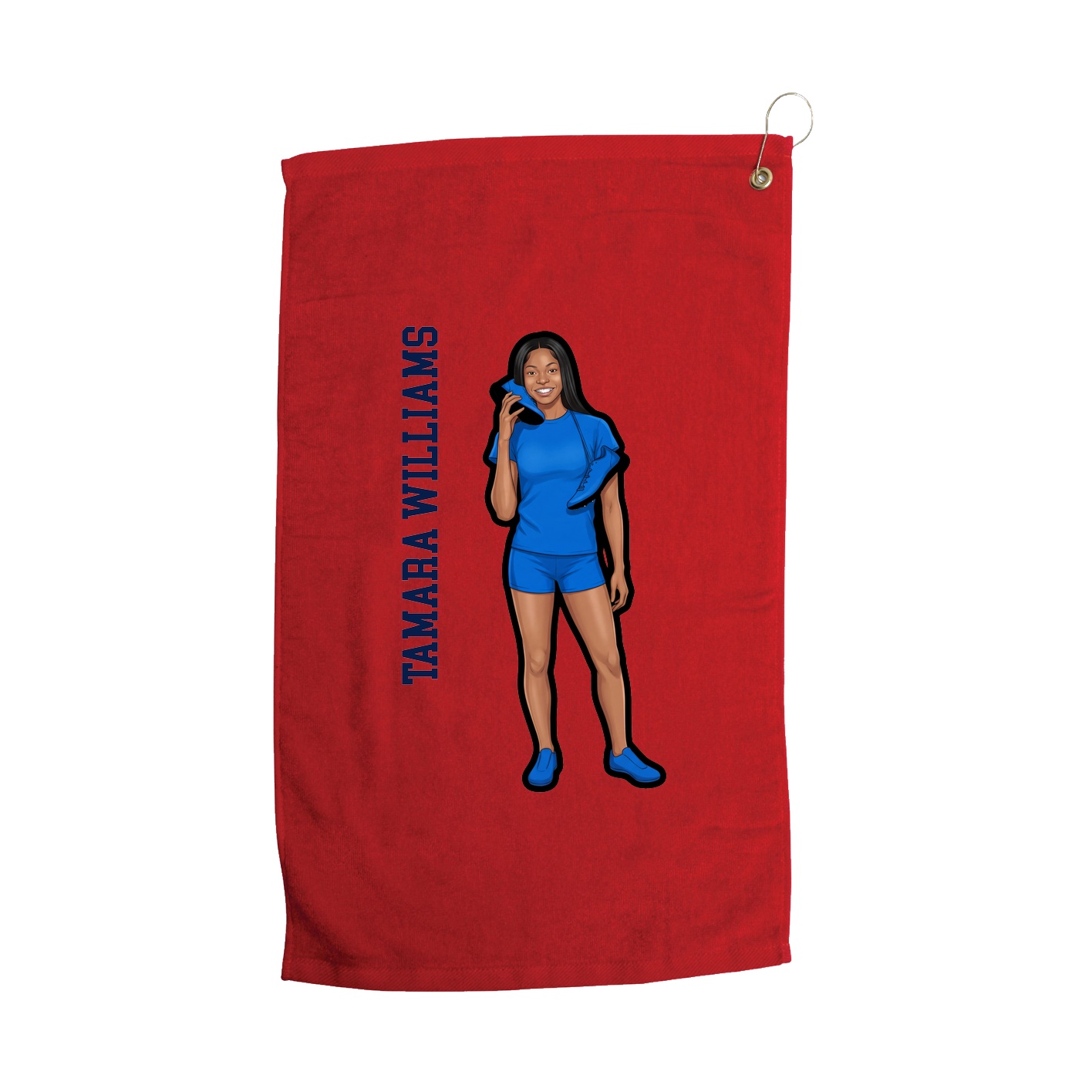 Golf Towel — Name Vertical in Red