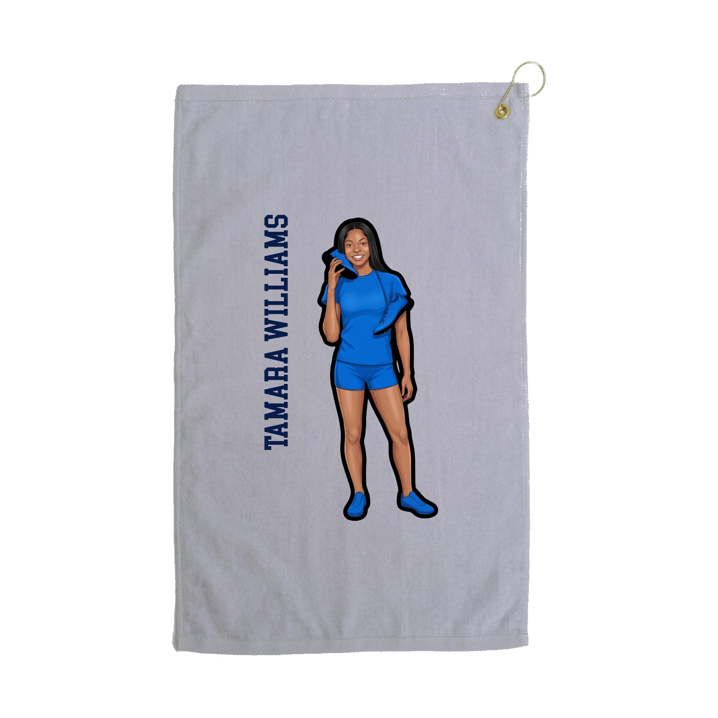 Golf Towel — Name Vertical in Grey