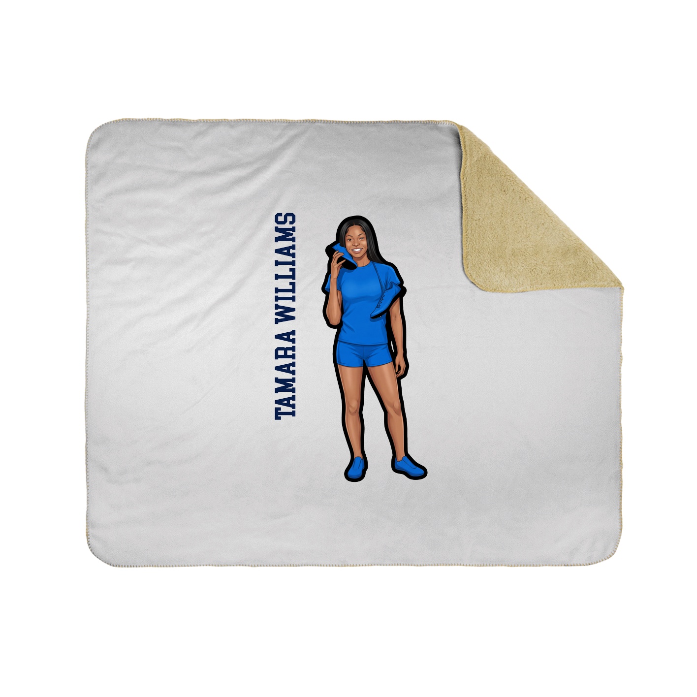 Throw Blanket — Name Vertical in White