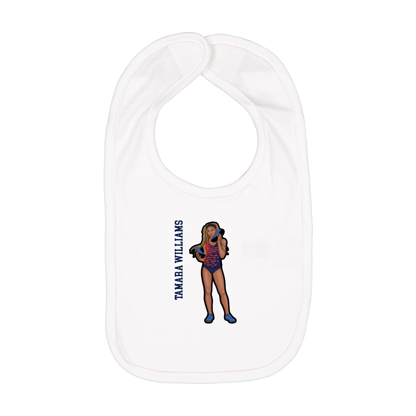 Infant Bib — Name Vertical in White