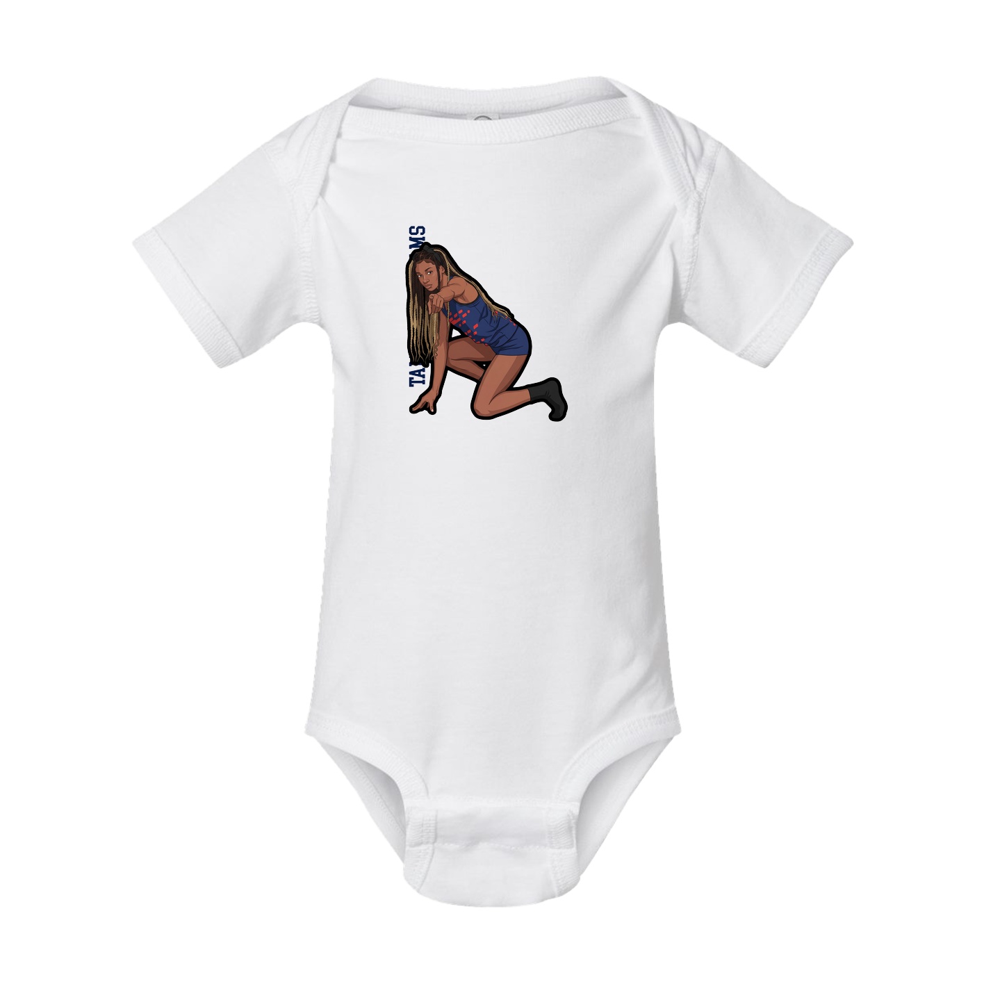 Baby Onesie — Name Vertical in White