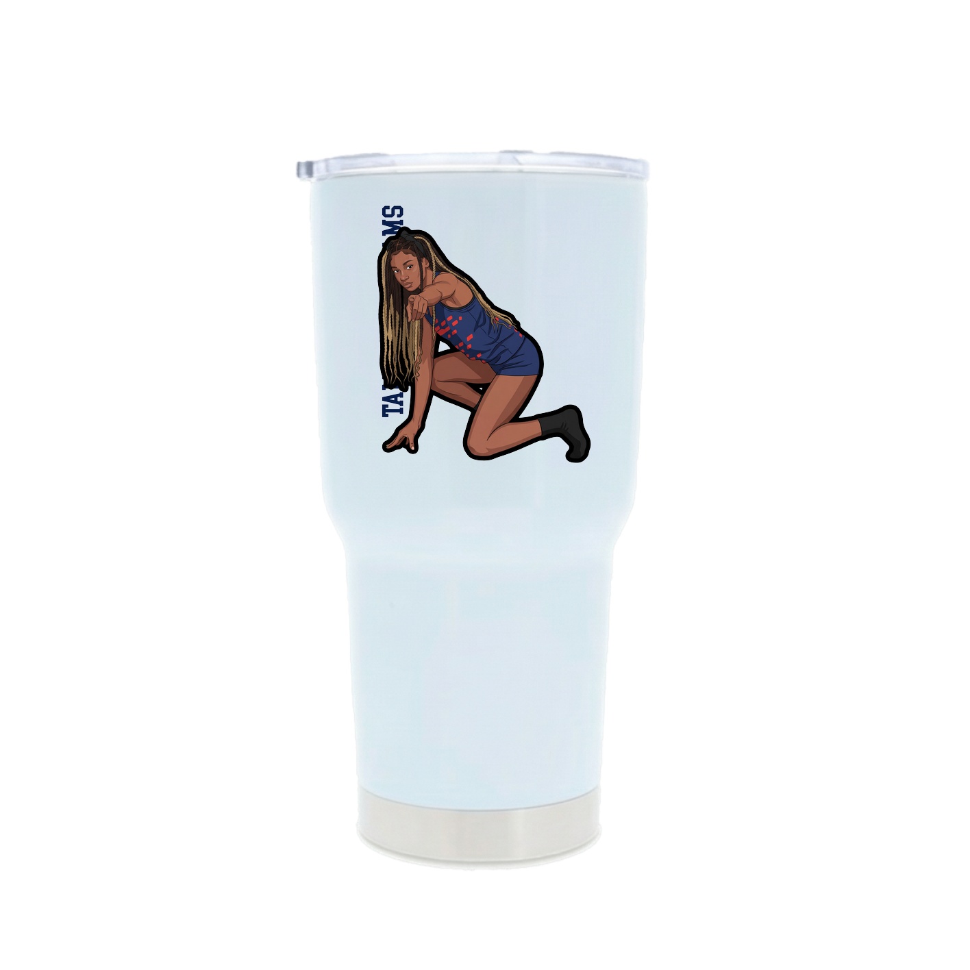 30oz Stainless Steel Tumbler — Name Vertical in White