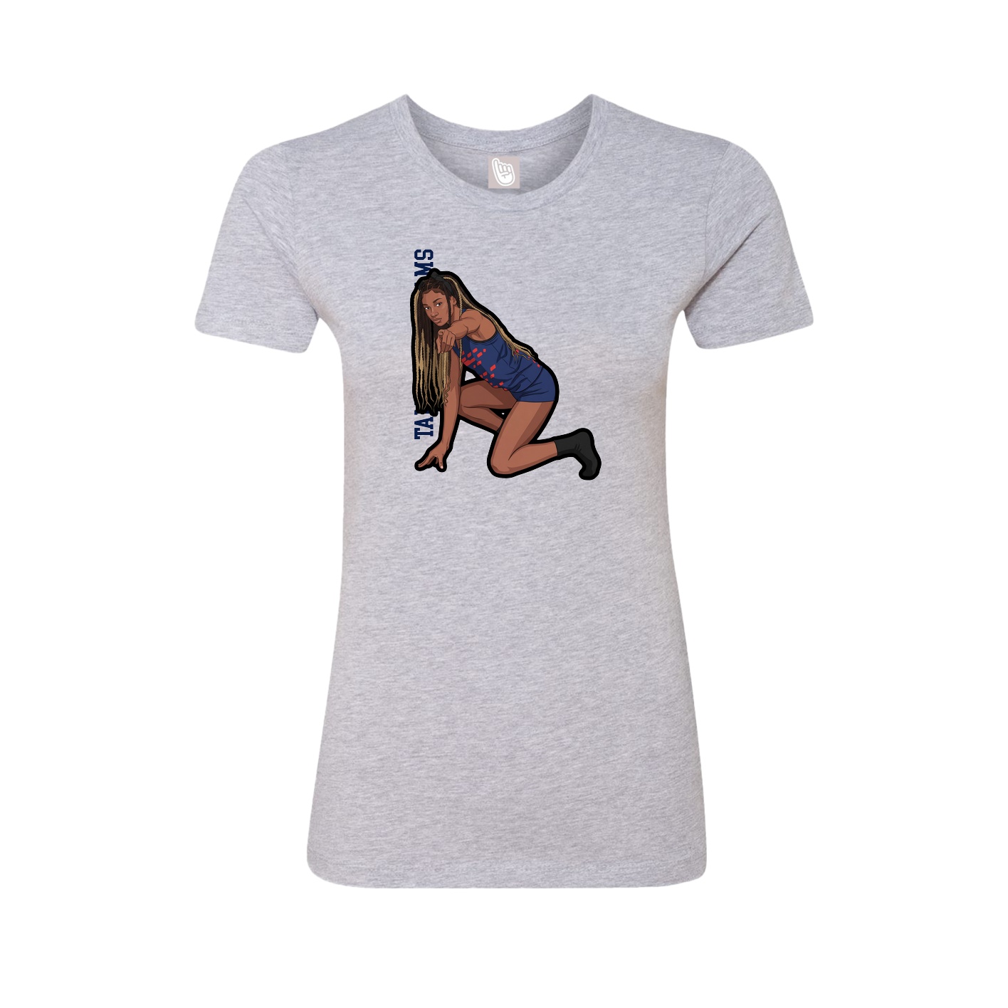 Womens Tee — Name Vertical in Grey