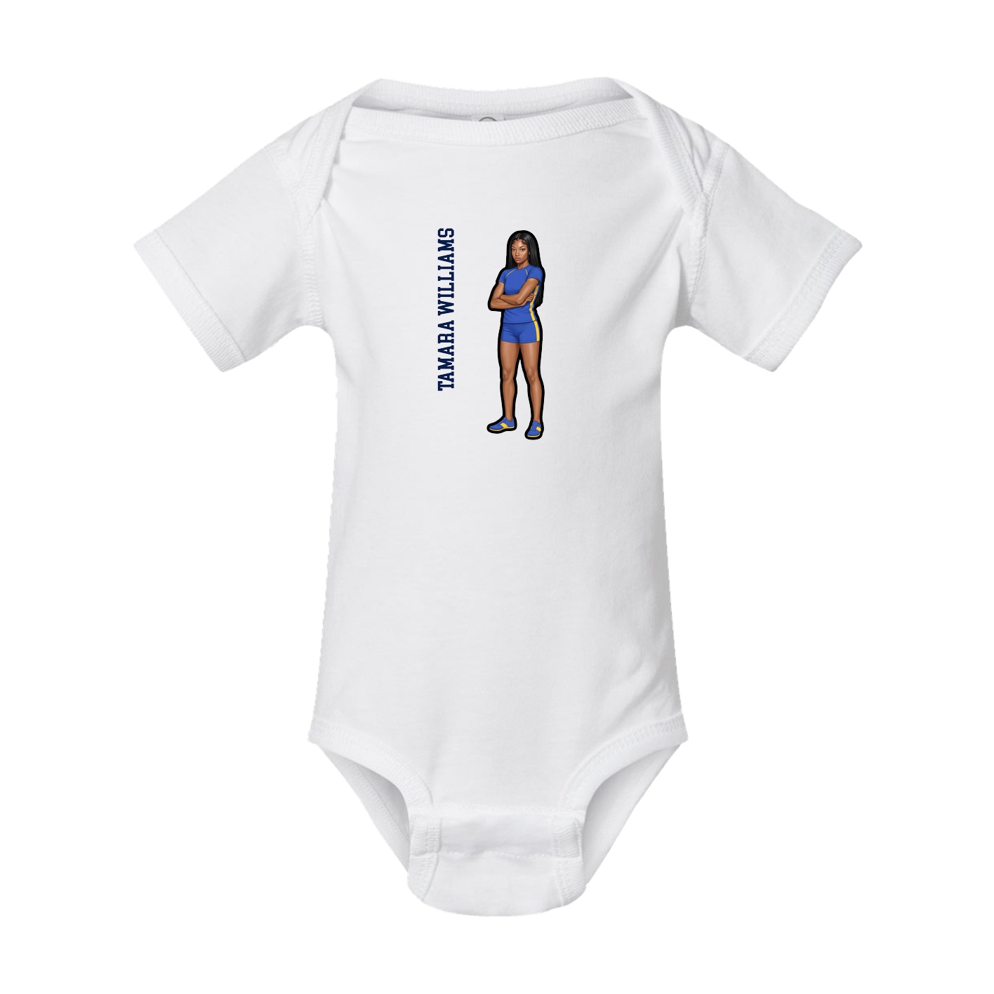 Baby Onesie — Name Vertical in White