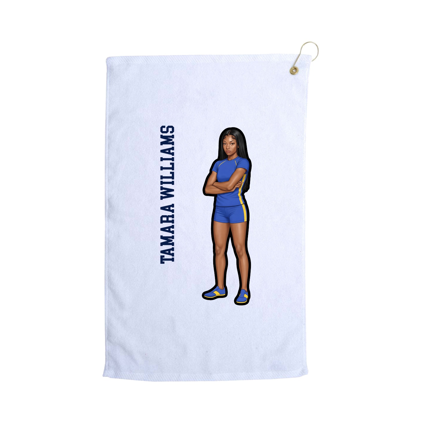 Golf Towel — Name Vertical in White