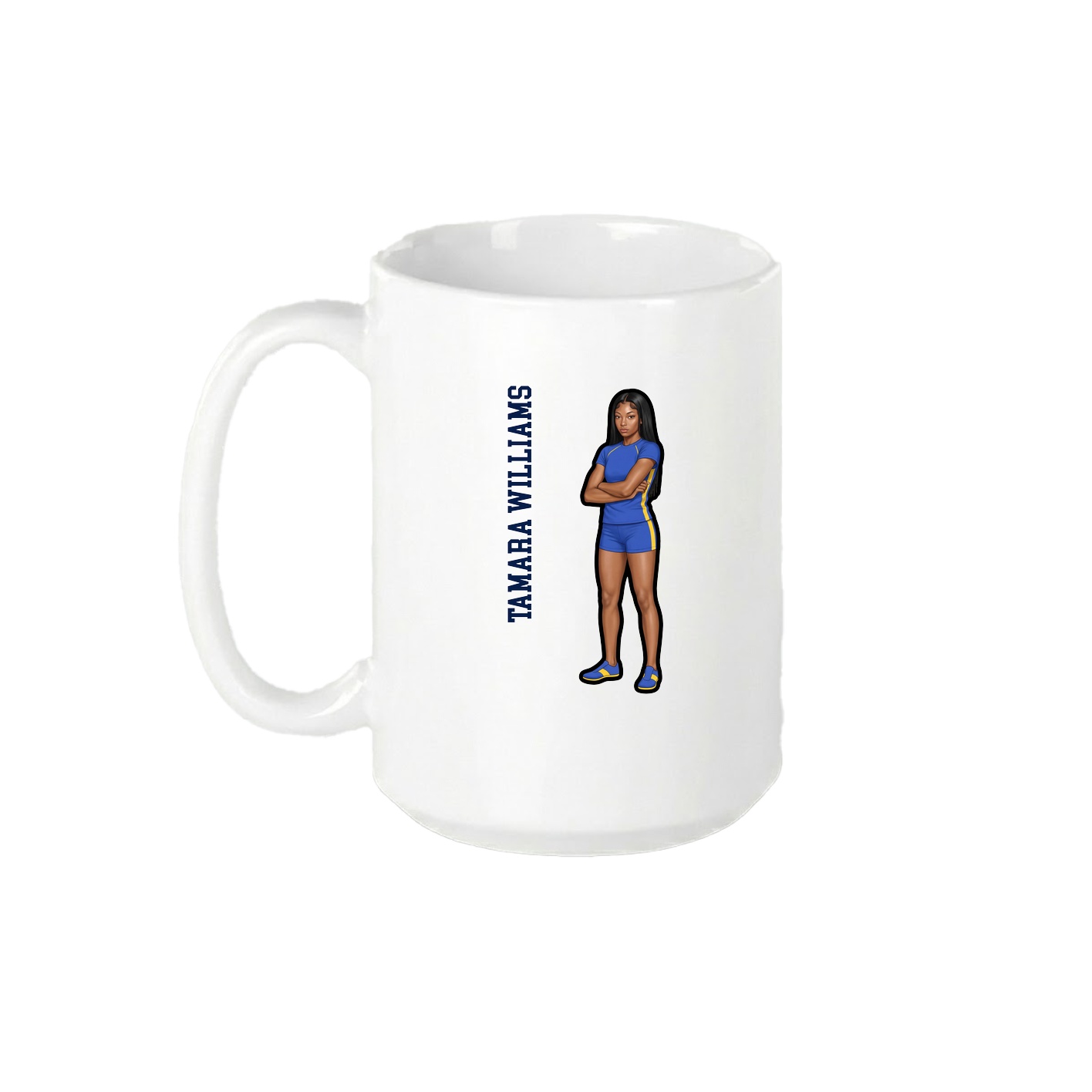 15oz Coffee Mug — Name Vertical in White