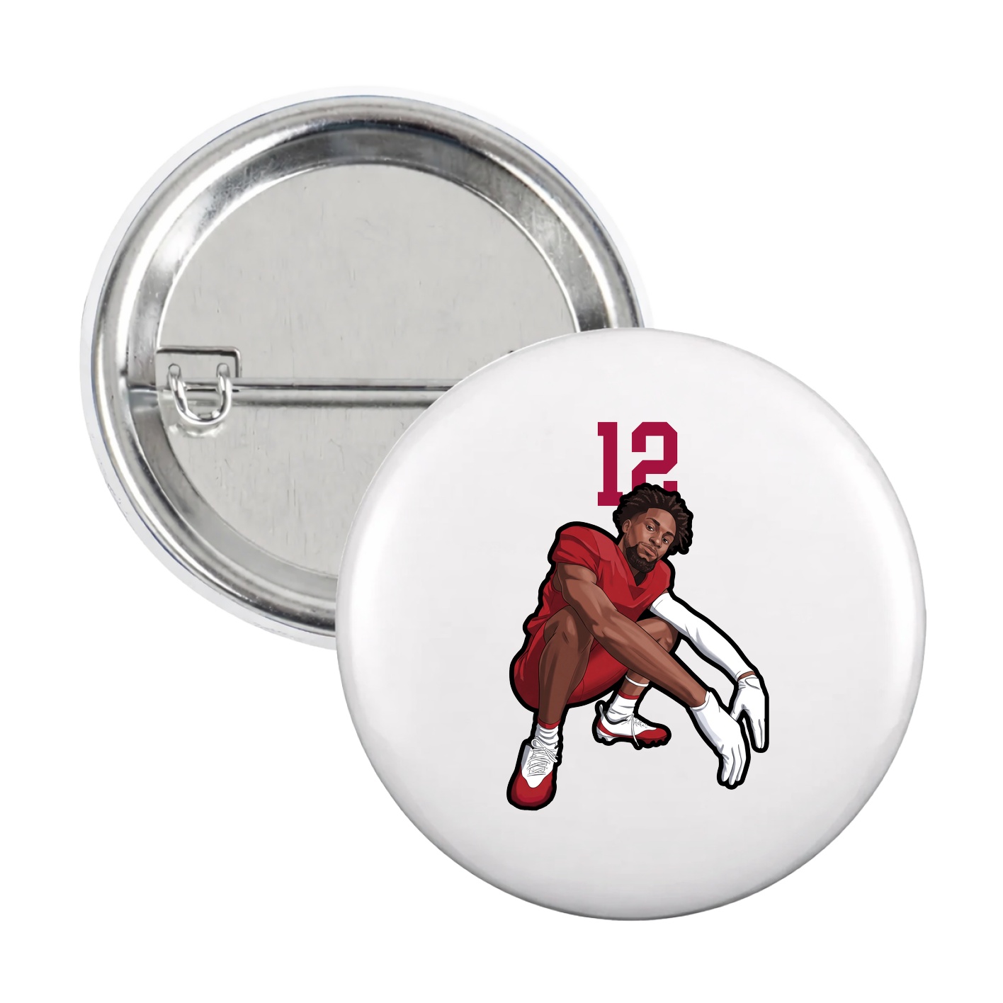 Game Day Button — Number Top in White