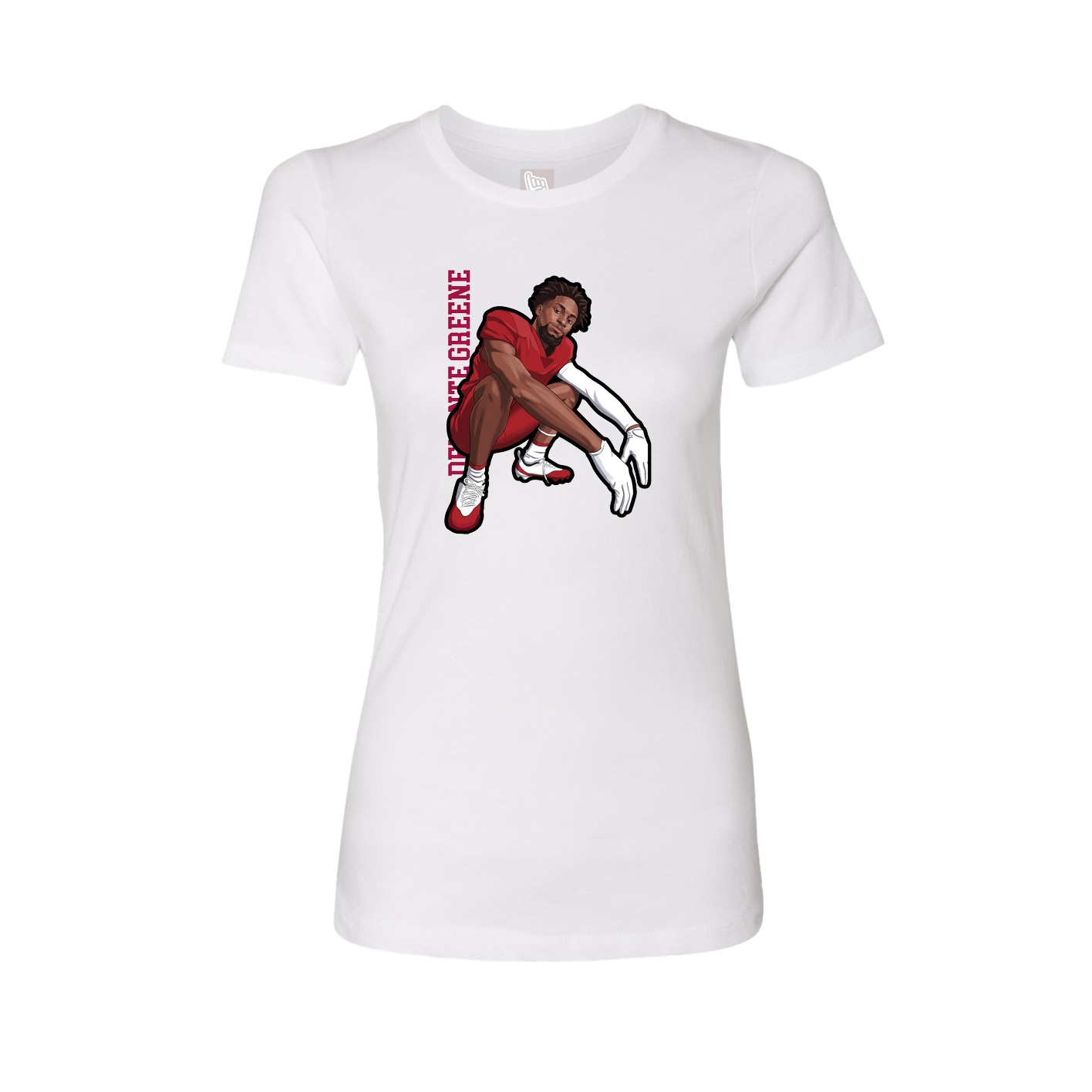 Womens Tee — Name Vertical in White