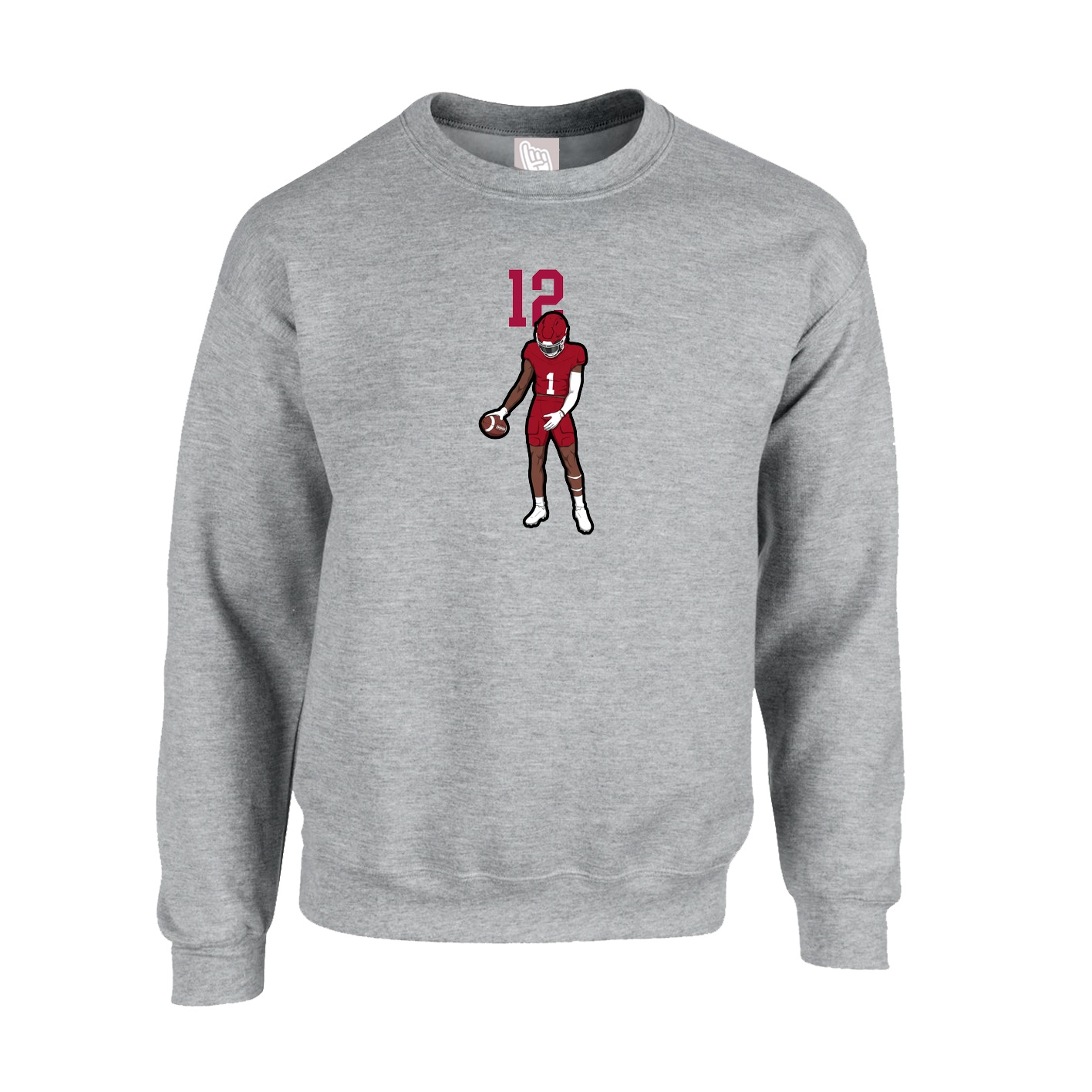Fleece Crew — Number Top in Grey