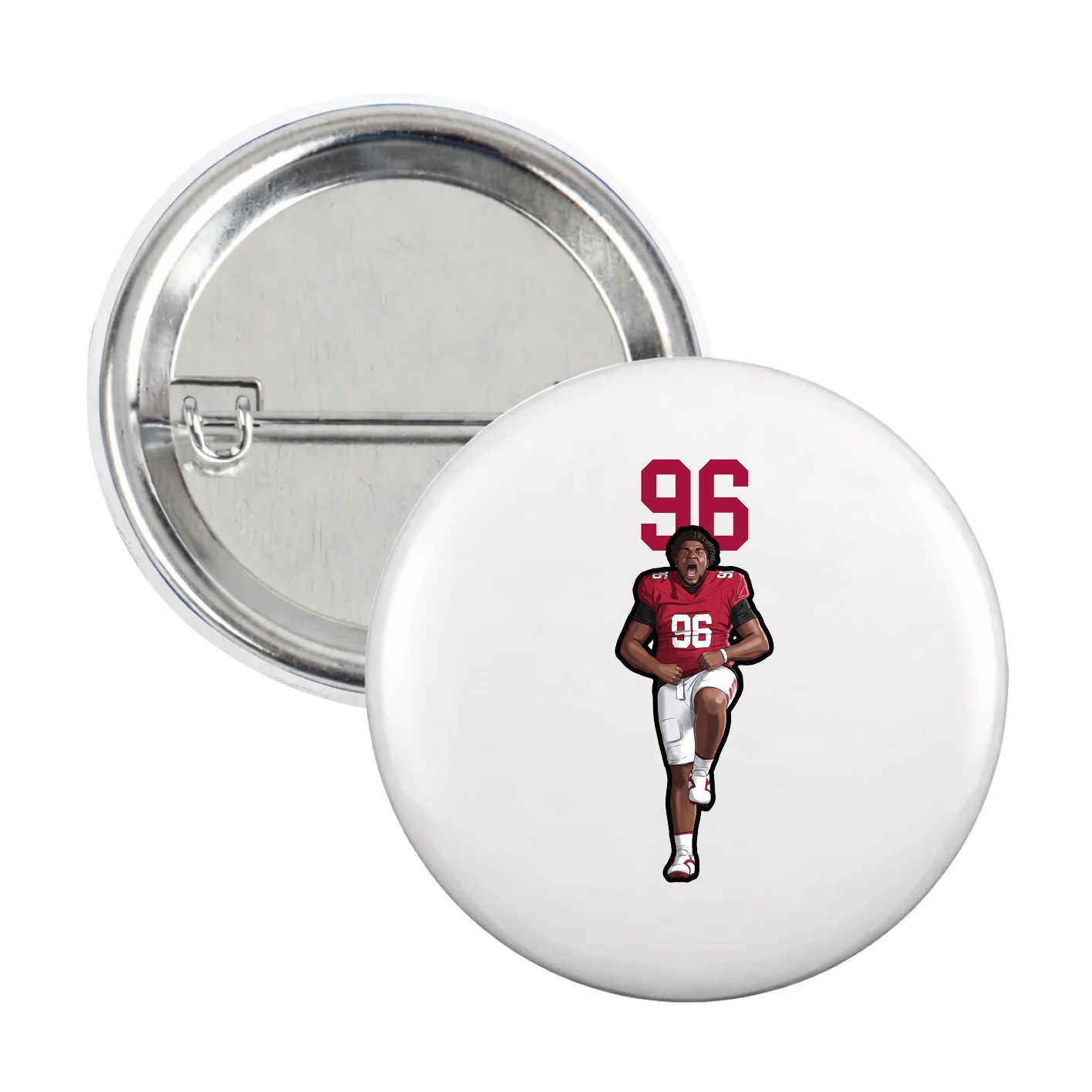 Game Day Button — Number Top in White