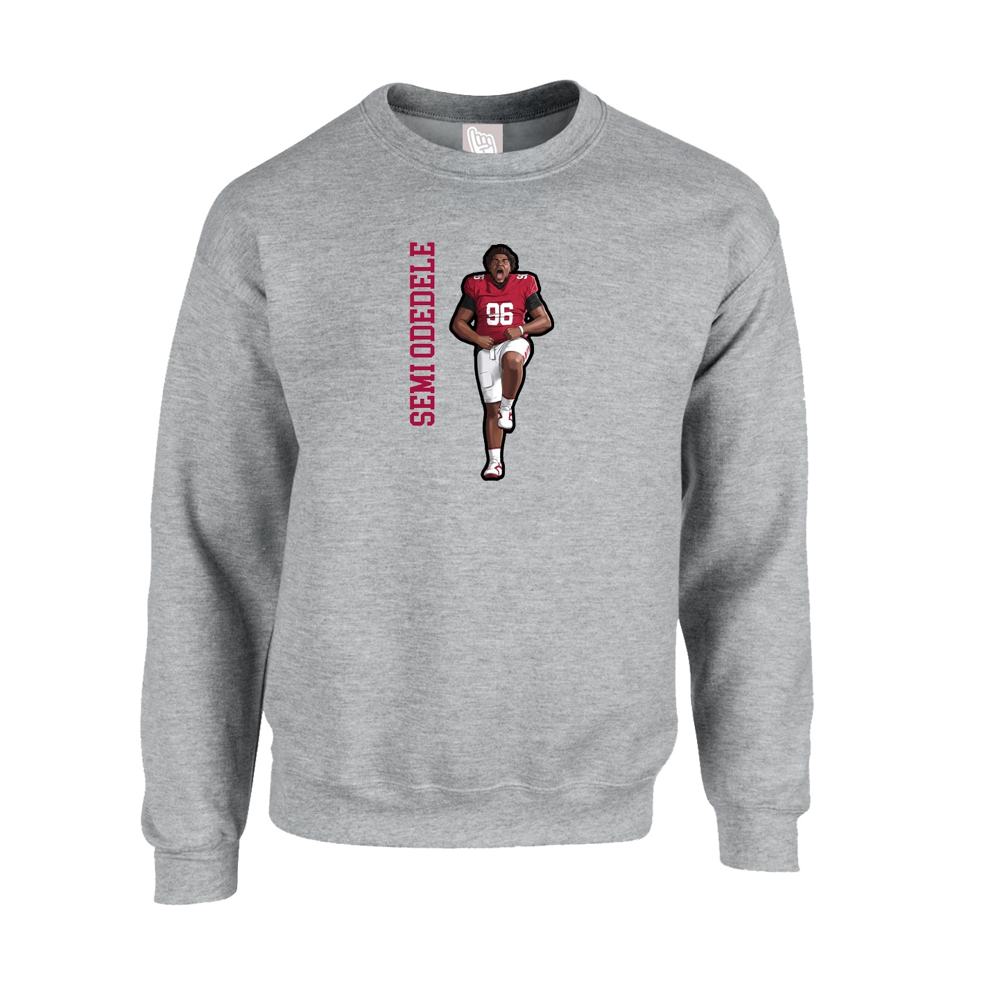 Fleece Crew — Name Vertical in Grey