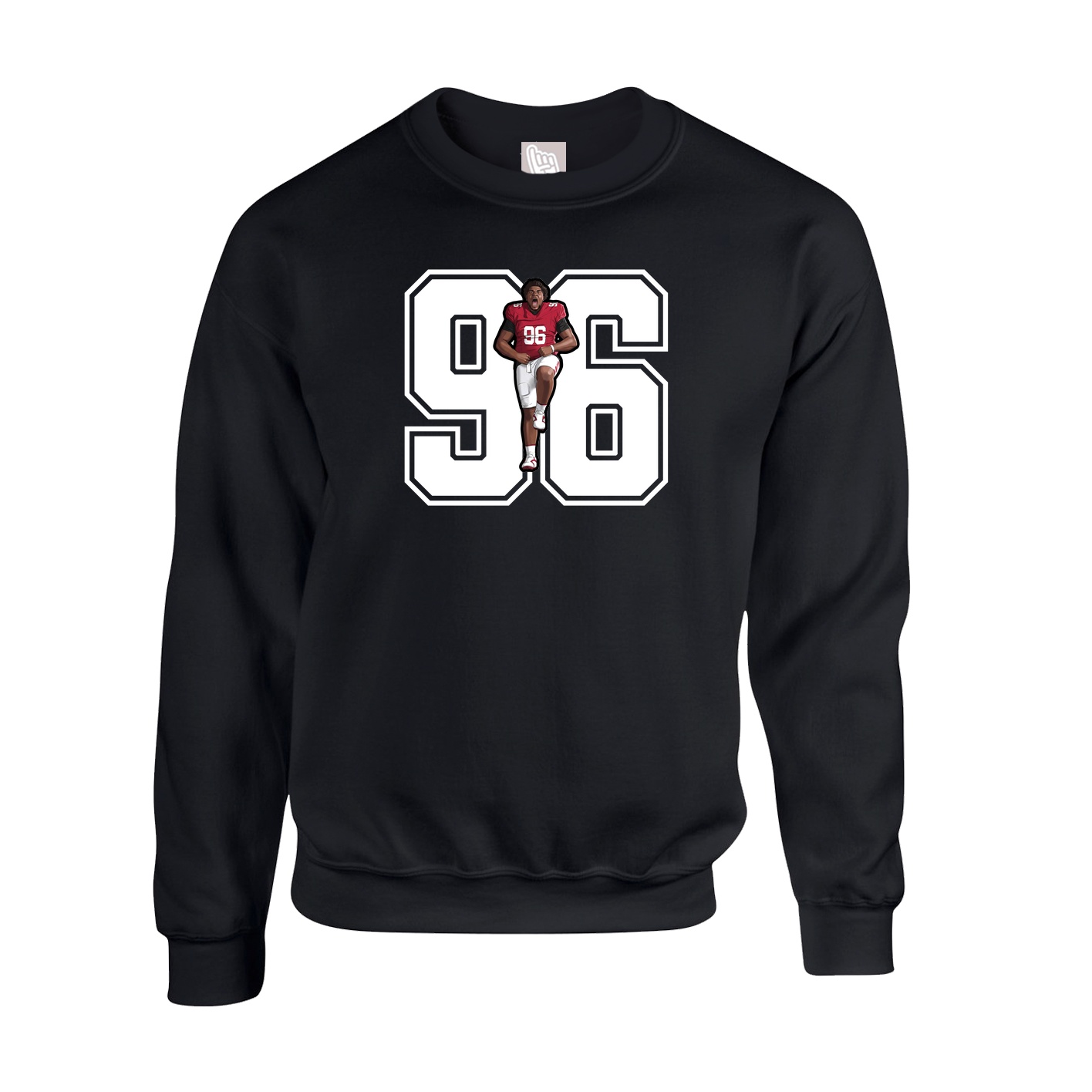 Fleece Crew — Number in Black
