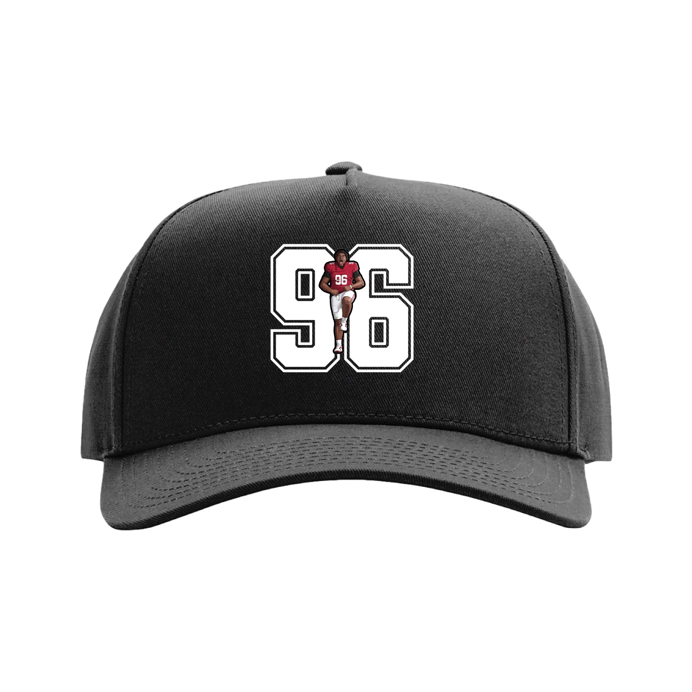 Full Fabric Five-Panel Champ Cap — Number in Black