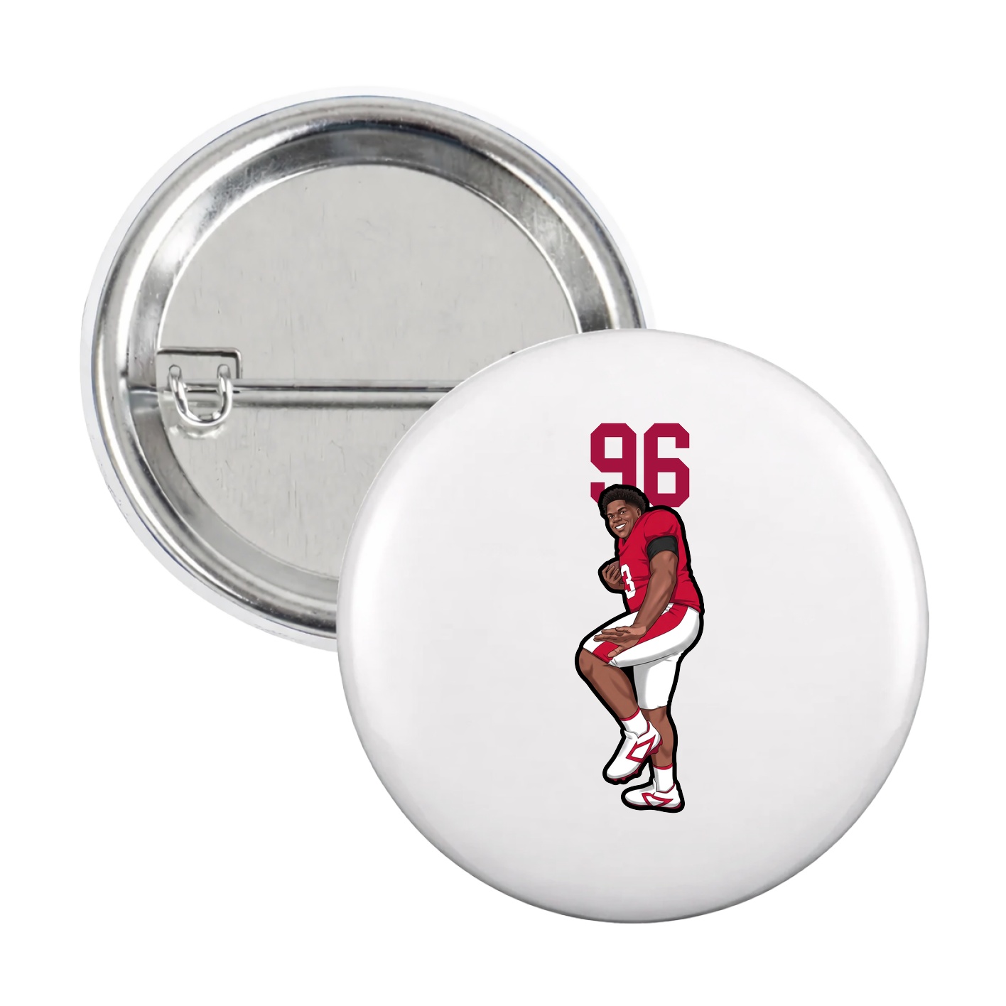 Game Day Button — Number Top in White