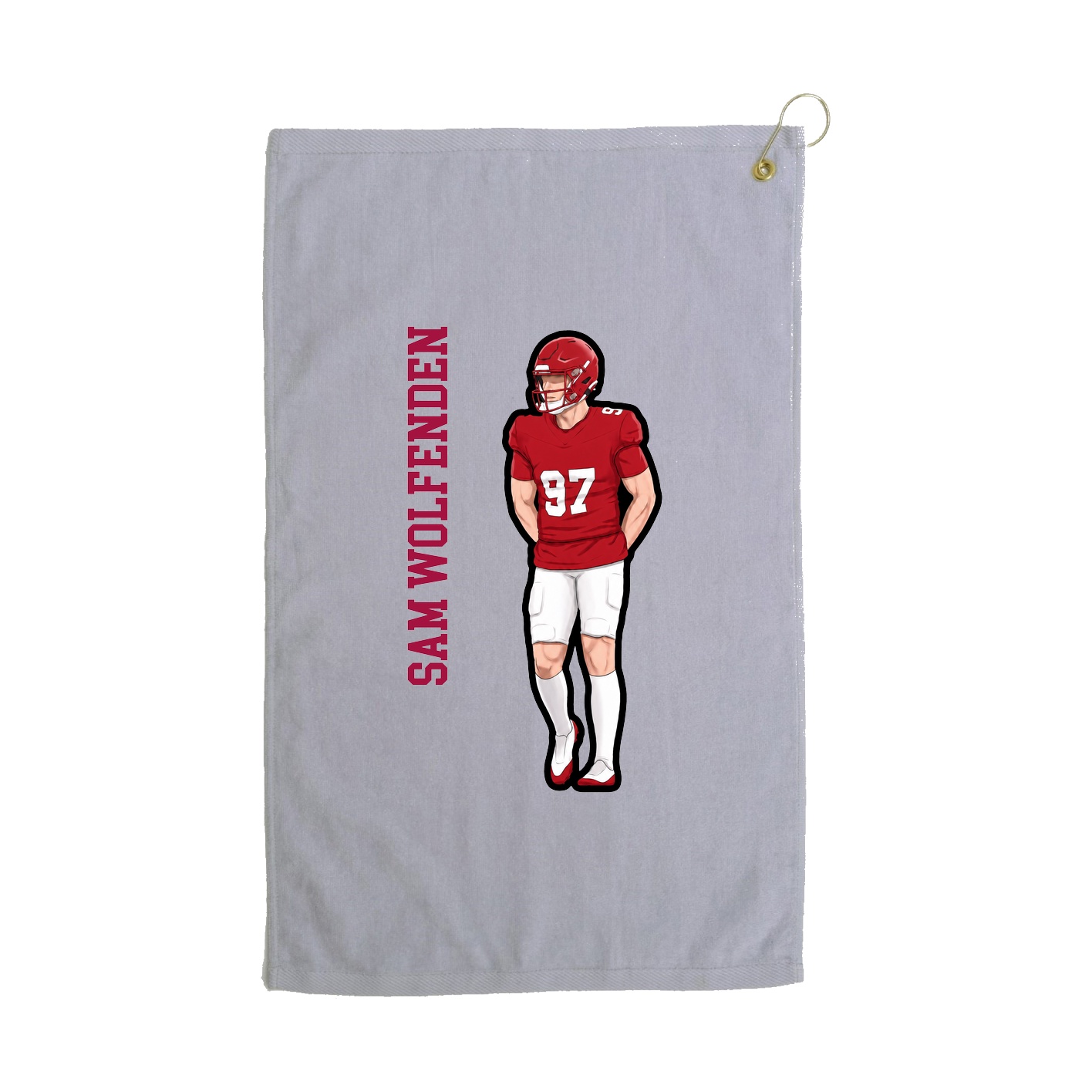 Golf Towel — Name Vertical in Grey