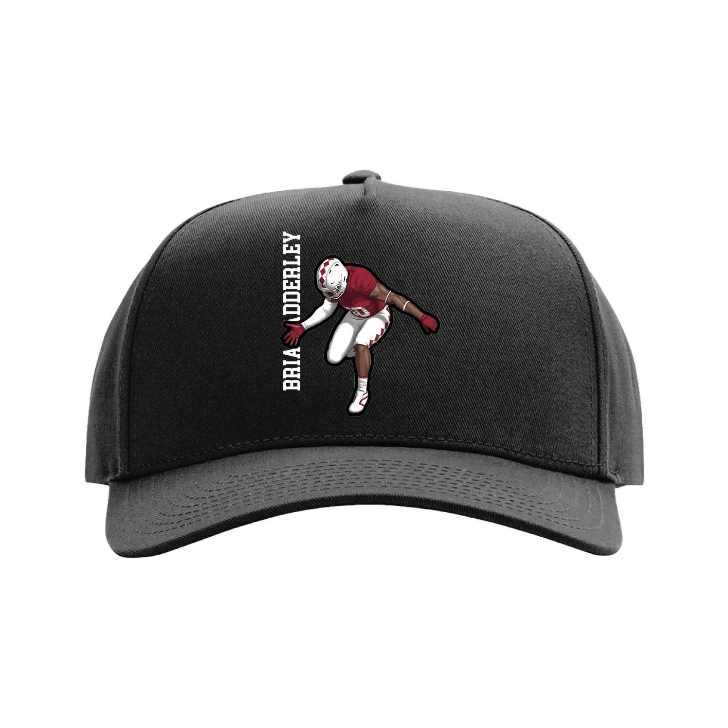 Full Fabric Five-Panel Champ Cap — Name Vertical in Black