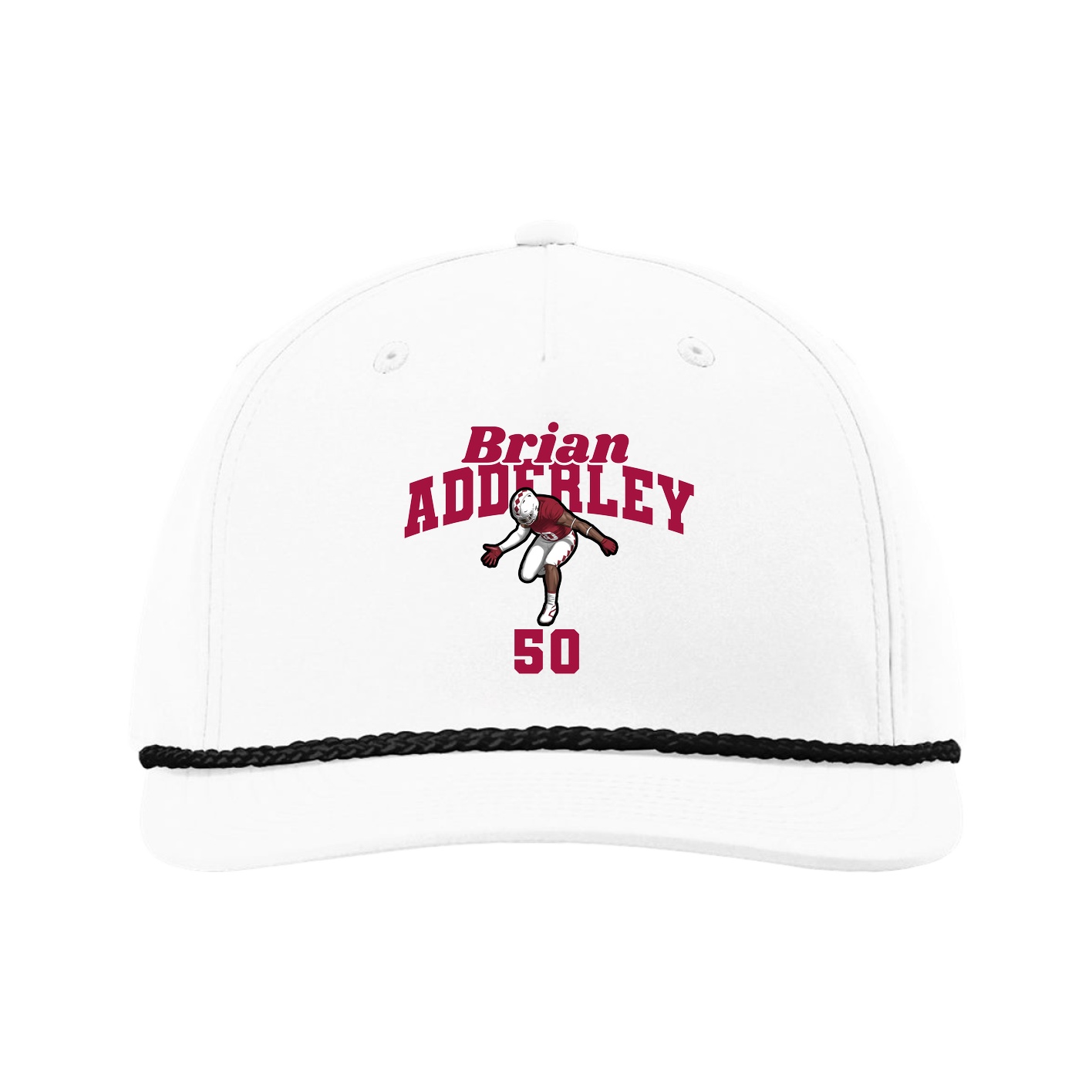 Five-Panel Classic Rope Cap — Signature Arch in White