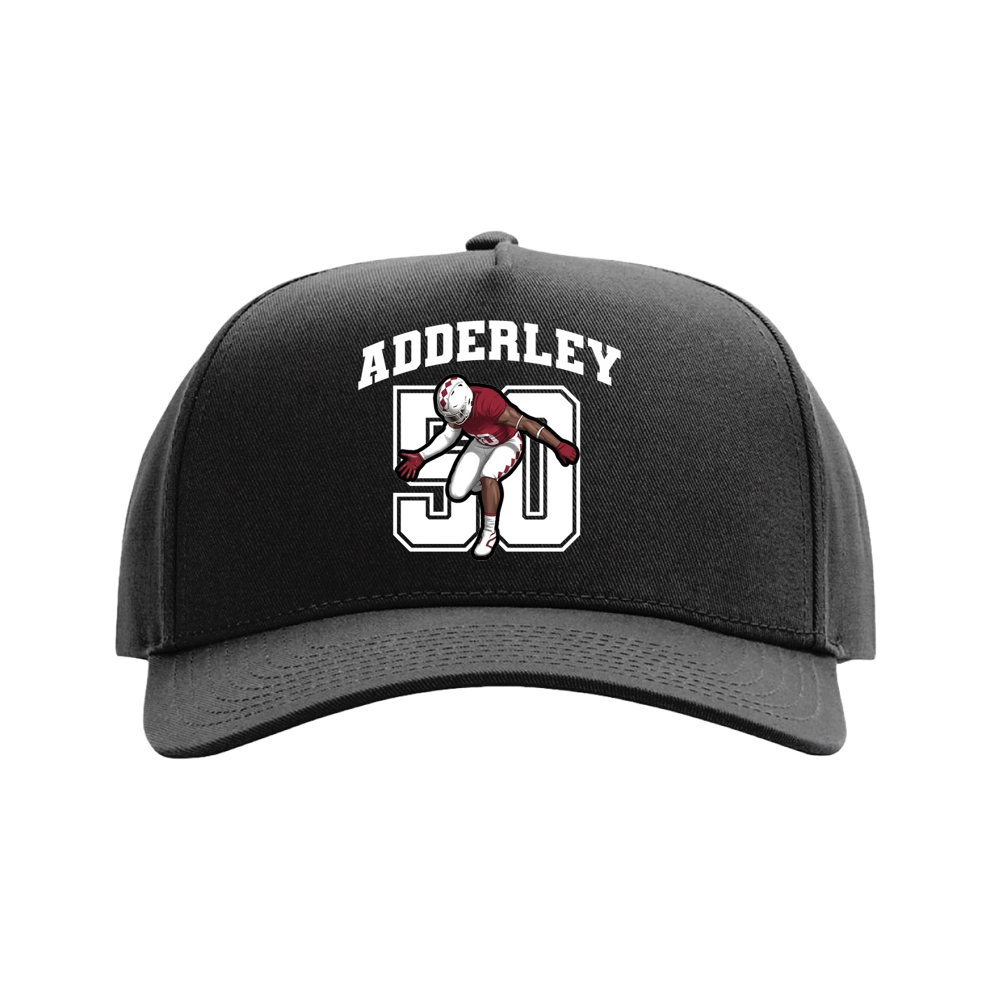 Full Fabric Five-Panel Champ Cap — Number in Black