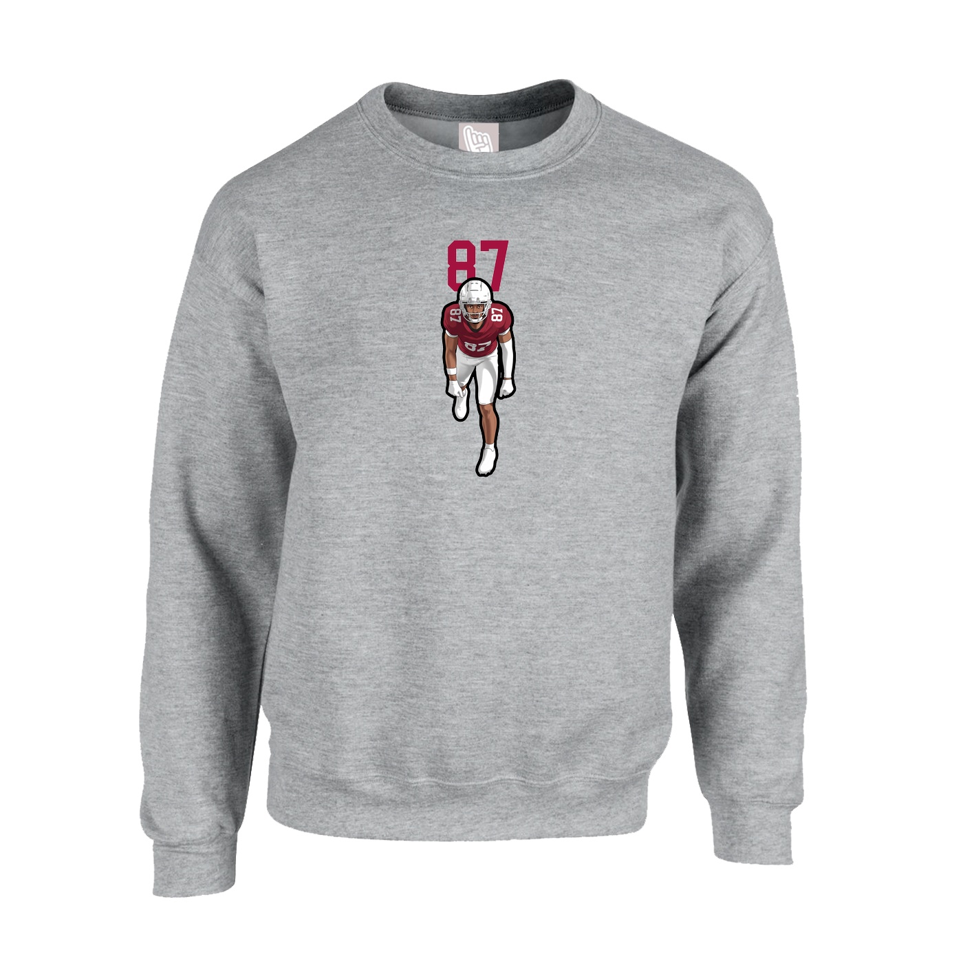 Fleece Crew — Number Top in Grey