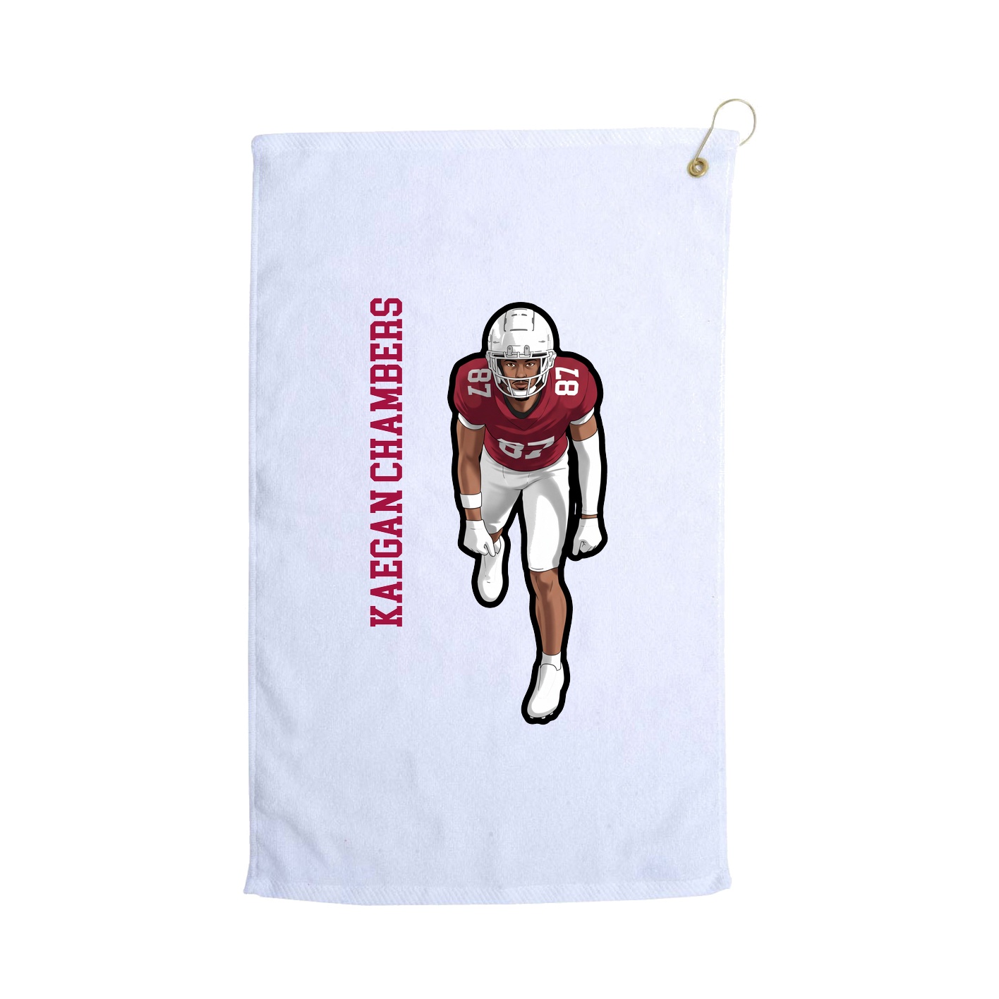 Golf Towel — Name Vertical in White
