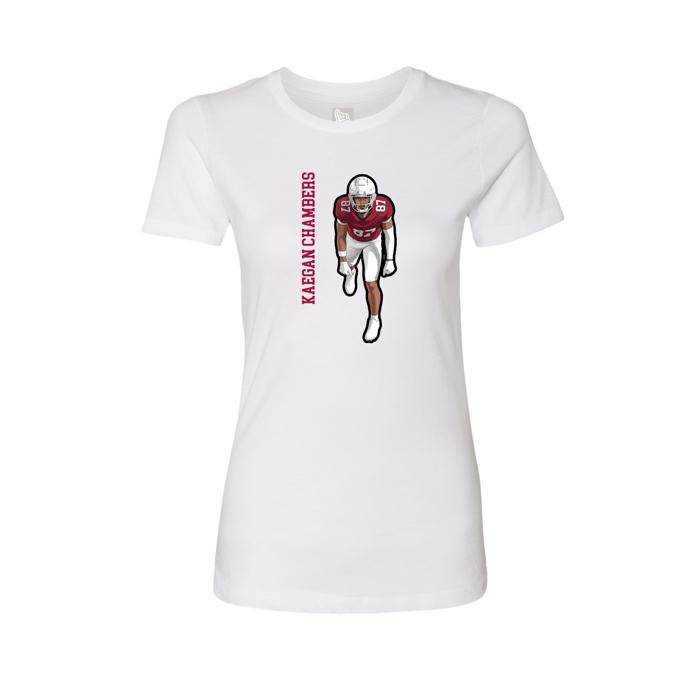 Fitted Women's Tee — Name Vertical in White
