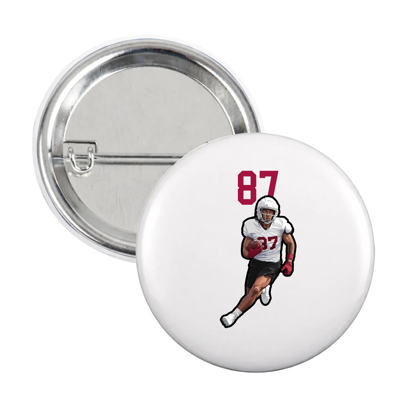 Game Day Button — Number Top in White